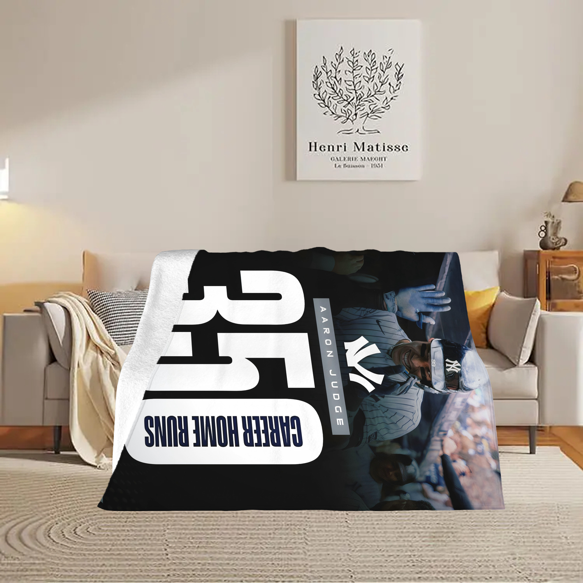 Aaron Judge's 350th Career Home Runs Soft Fleece Throw Blanket 60 X 80 Inch – Super Soft, Lightweight, And Durable – Perfect For Sofa, Bed, Camping, And More – Ideal Gift For Family And Friends