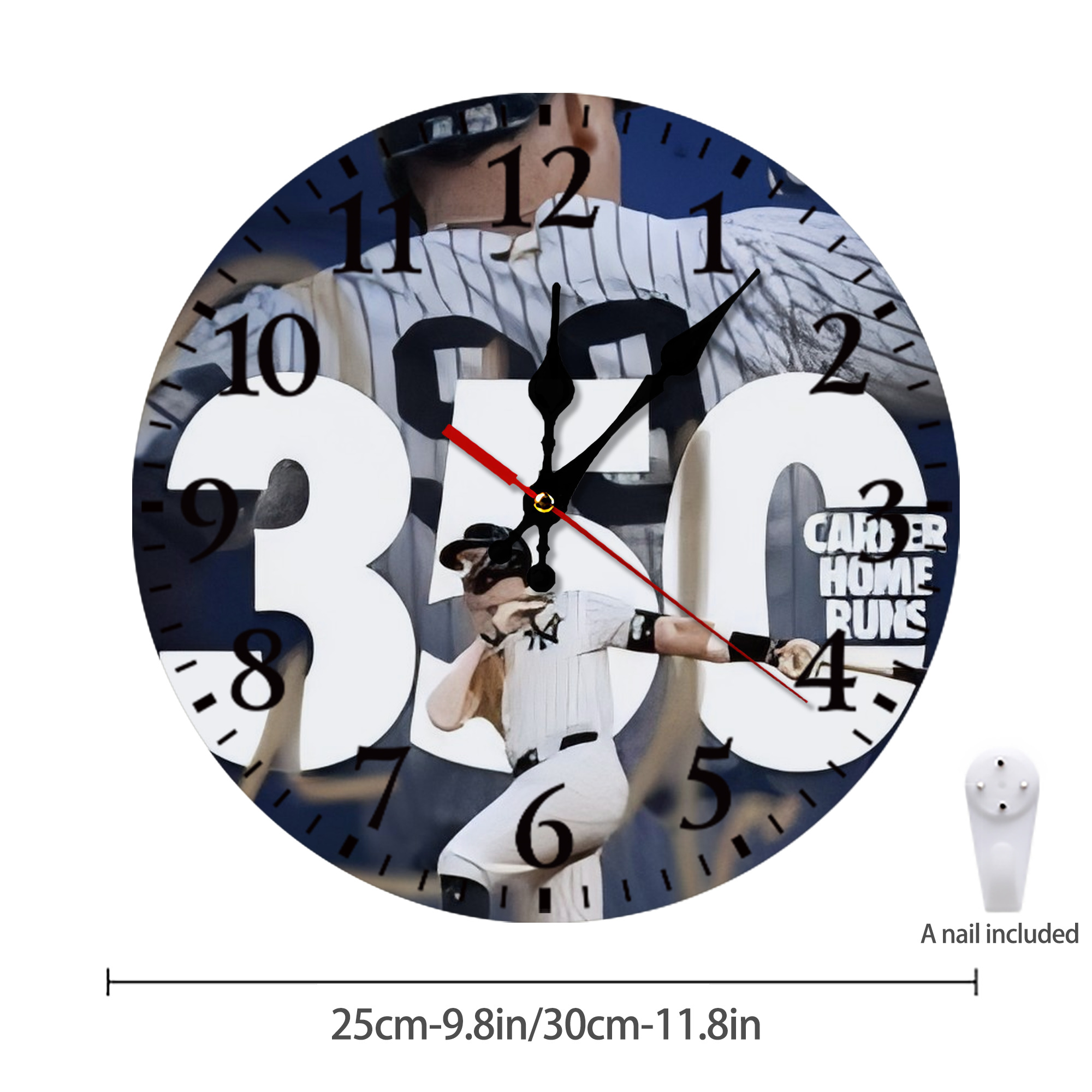Aaron Judge's 350th Career Home Runs Silent Round Wall Clock – Modern & Stylish DIY Design, Durable Wood Construction, Easy To Install – Perfect For Office, Bedroom, Living Room, And More