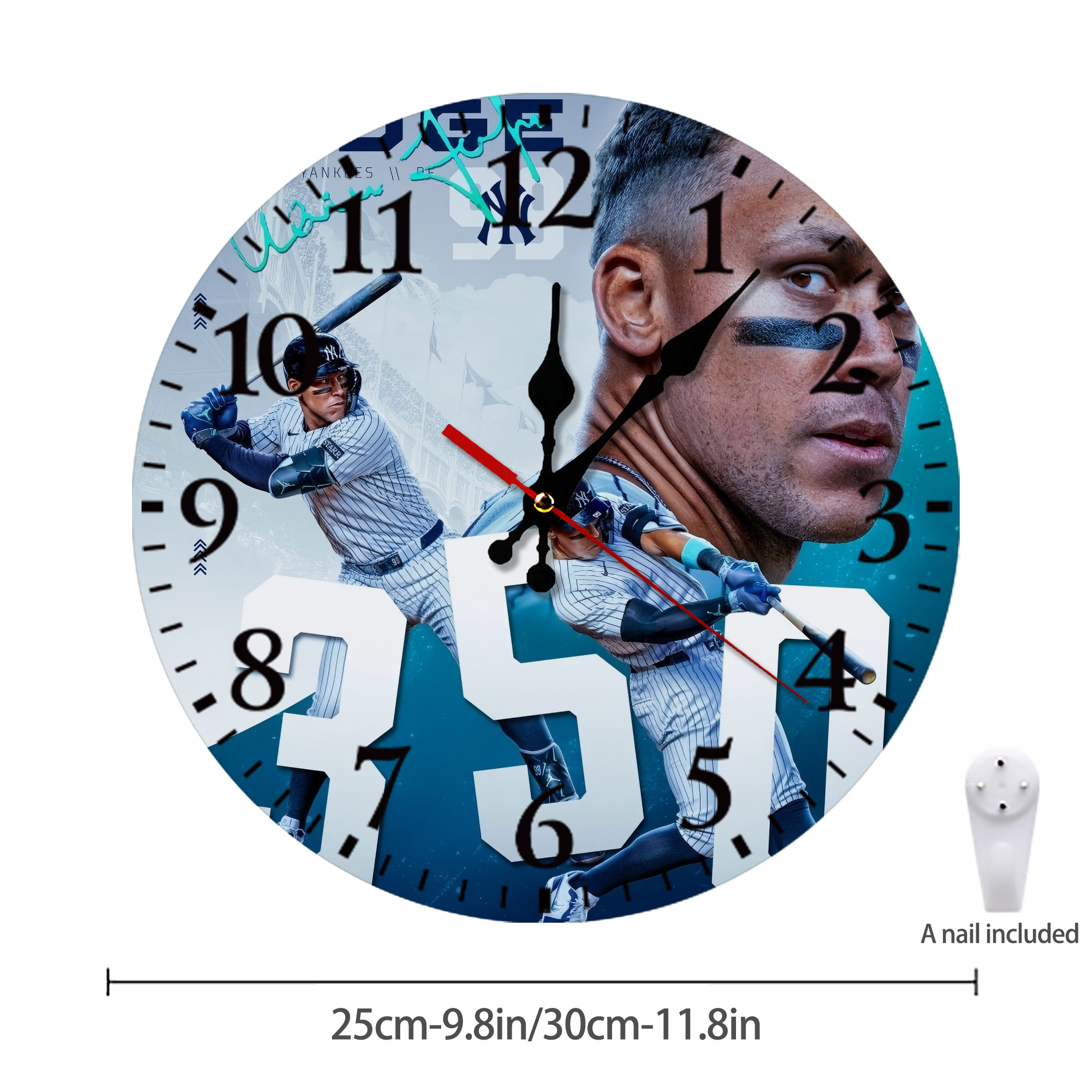 Aaron Judge's 350th Career Home Runs Silent Round Wall Clock – Modern & Stylish DIY Design, Durable Wood Construction, Easy To Install – Perfect For Office, Bedroom, Living Room, And More