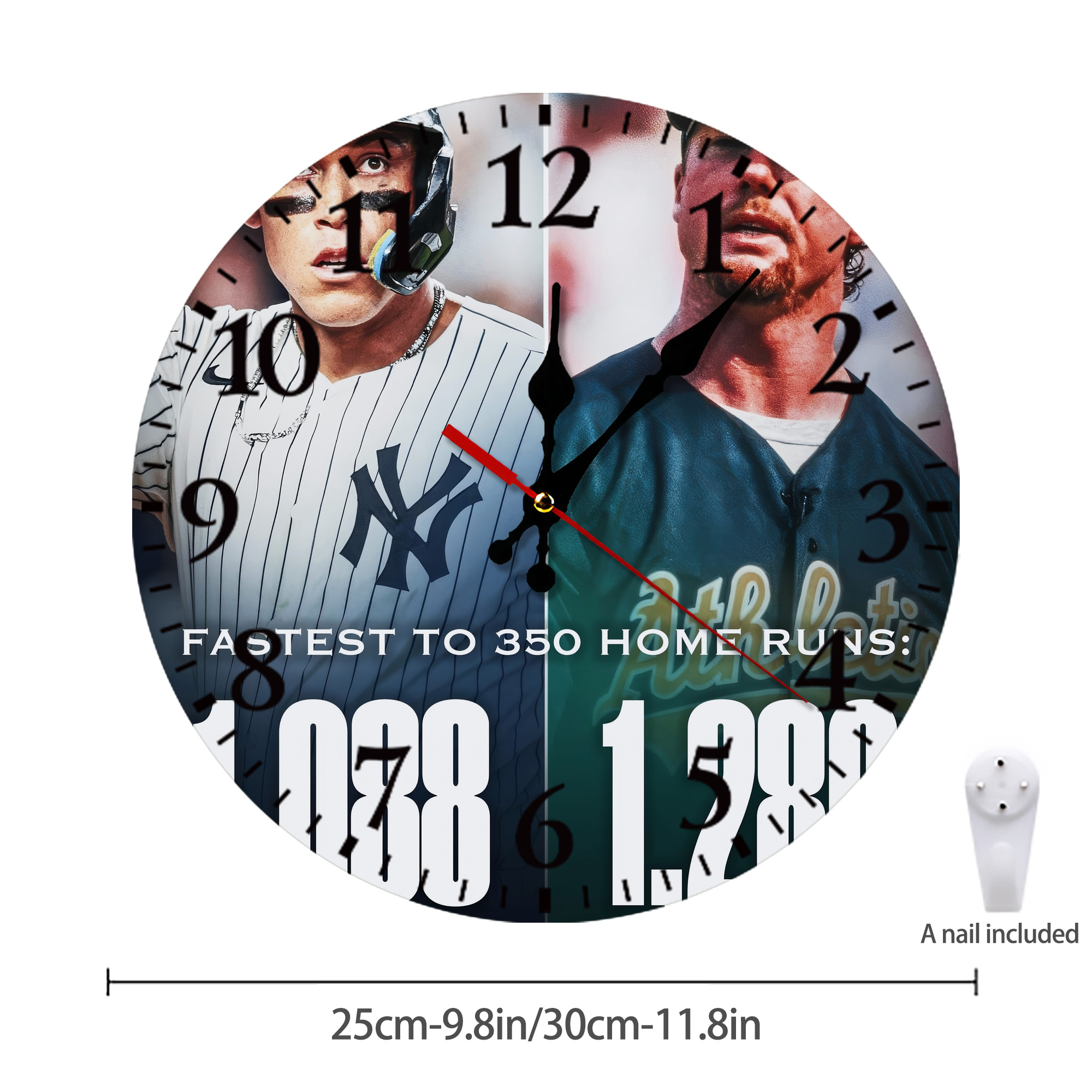 Aaron Judge's 350th Career Home Runs Silent Round Wall Clock – Modern & Stylish DIY Design, Durable Wood Construction, Easy To Install – Perfect For Office, Bedroom, Living Room, And More