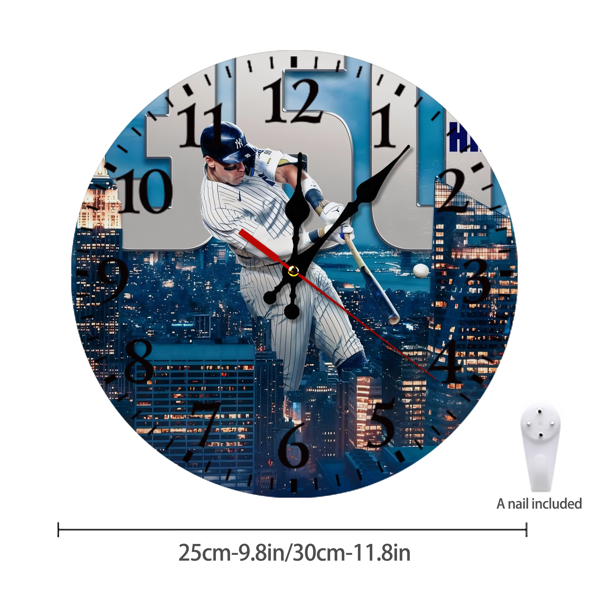 Aaron Judge's 350th Career Home Runs Silent Round Wall Clock – Modern & Stylish DIY Design, Durable Wood Construction, Easy To Install – Perfect For Office, Bedroom, Living Room, And More
