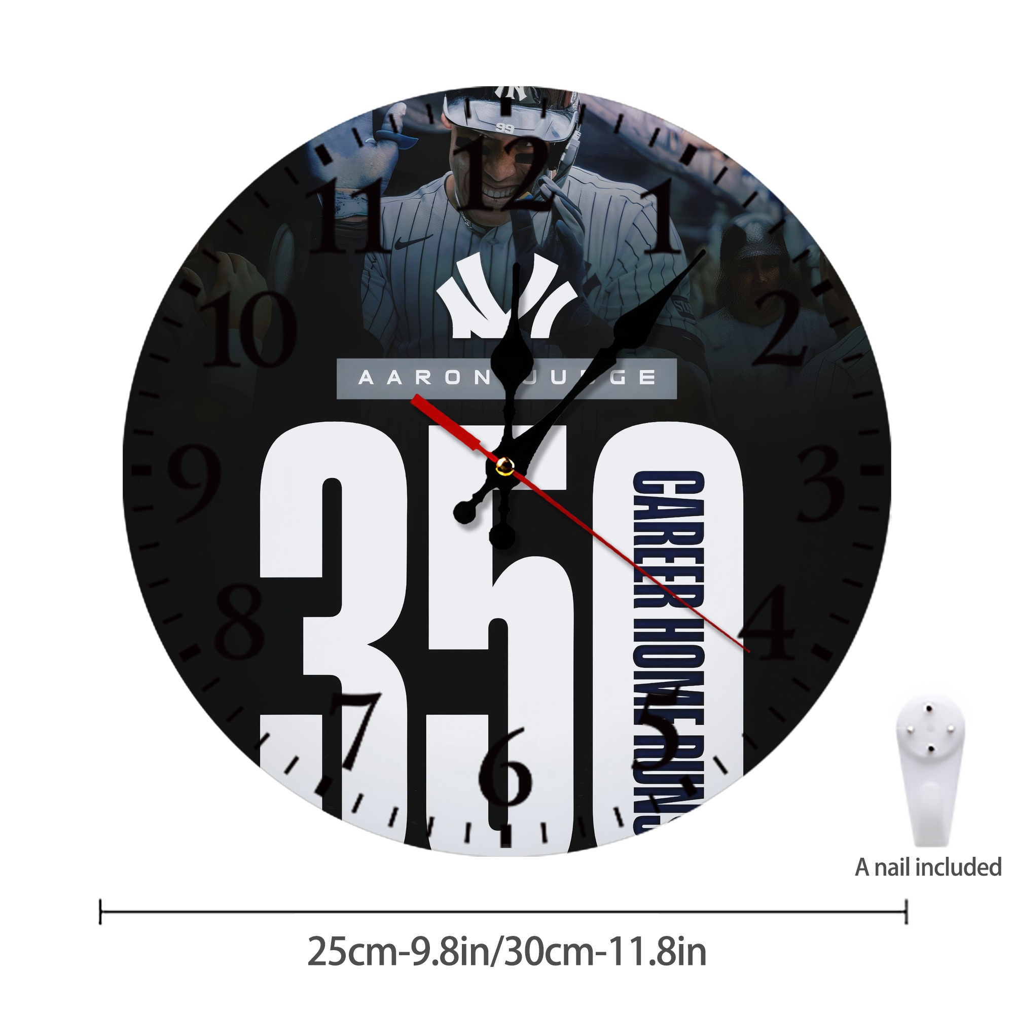 Aaron Judge's 350th Career Home Runs Silent Round Wall Clock – Modern & Stylish DIY Design, Durable Wood Construction, Easy To Install – Perfect For Office, Bedroom, Living Room, And More