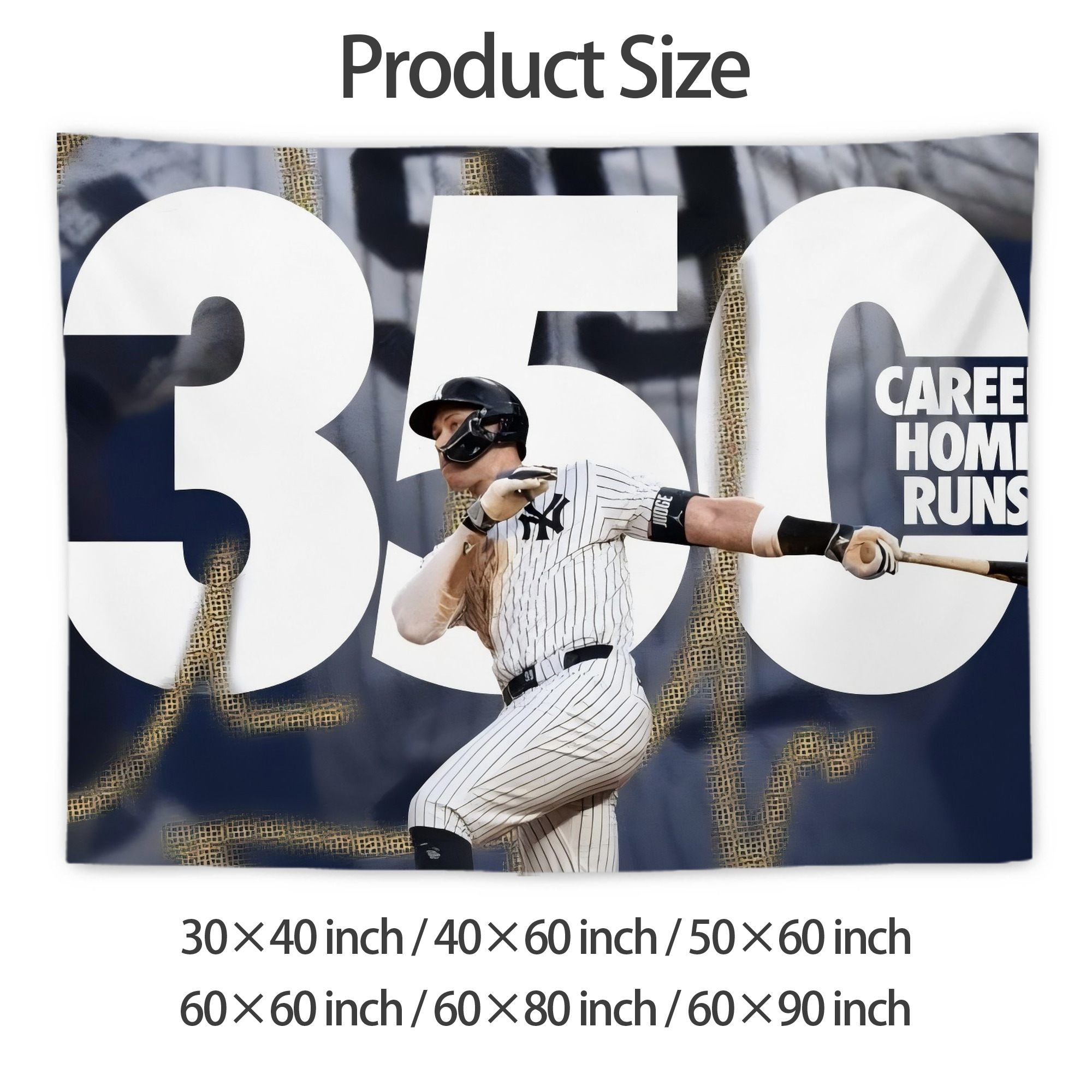 Aaron Judge's 350th Career Home Runs Wall Tapestry For Bedroom Aesthetic – Boho Style Polyester Fabric Wall Hanging With Hooks – 60 X 90 Inch Large Size, Lightweight, Durable, Easy To Hang