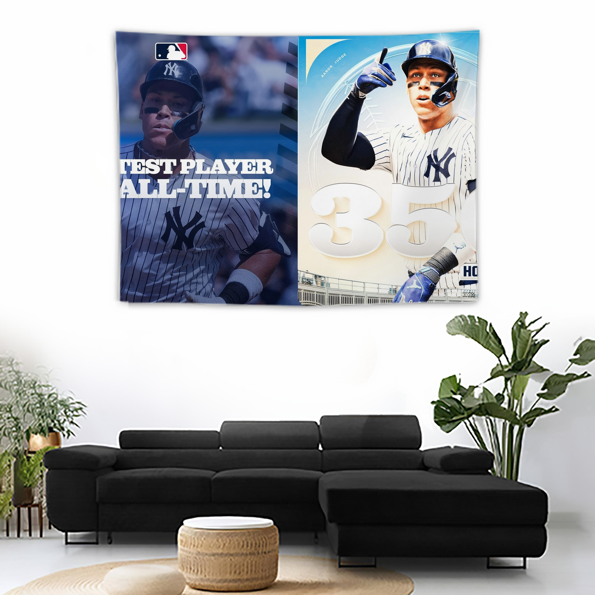 Aaron Judge's 350th Career Home Runs Wall Tapestry For Bedroom Aesthetic – Boho Style Polyester Fabric Wall Hanging With Hooks – 60 X 90 Inch Large Size, Lightweight, Durable, Easy To Hang