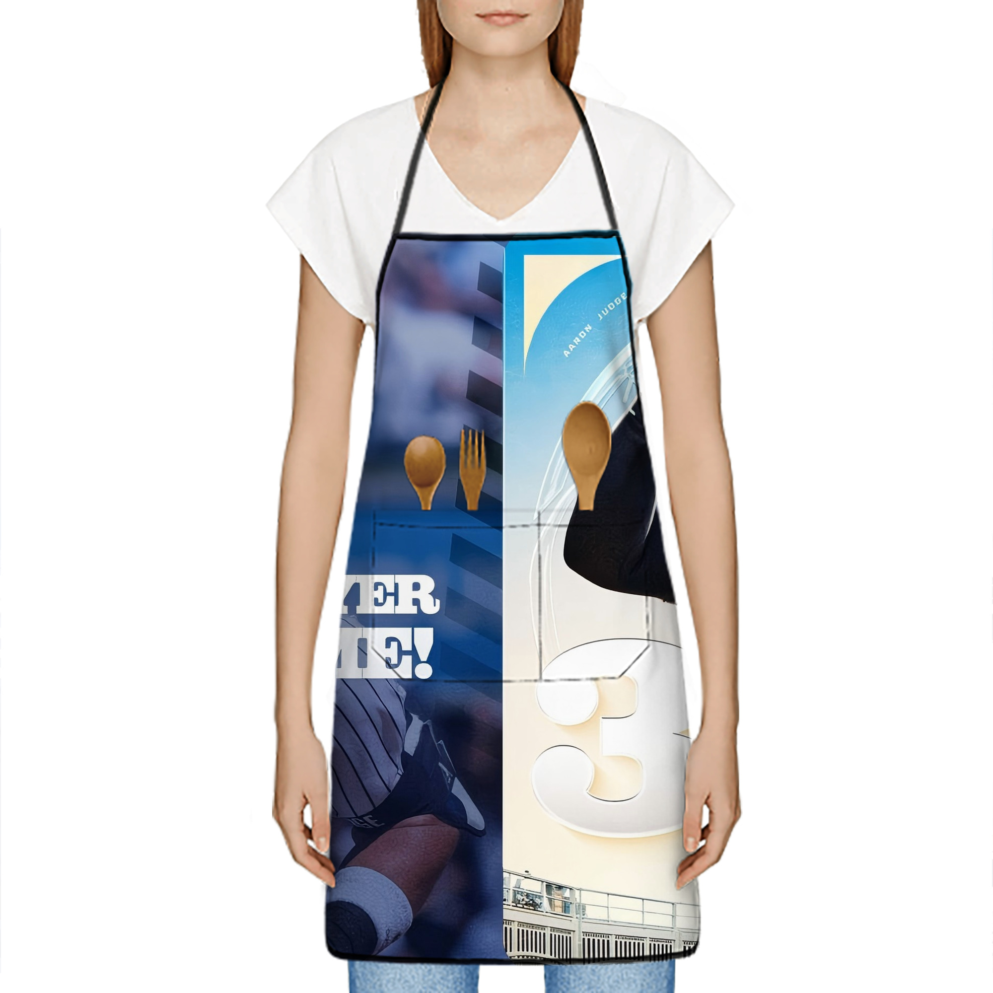 Aaron Judge's 350th Career Home Runs Stain-Resistant Polyester Apron With Pocket – Full Print, Waterproof, Anti-Wrinkle, Anti-Pilling – Ideal For Kitchen, BBQ, Restaurant, Salon & More