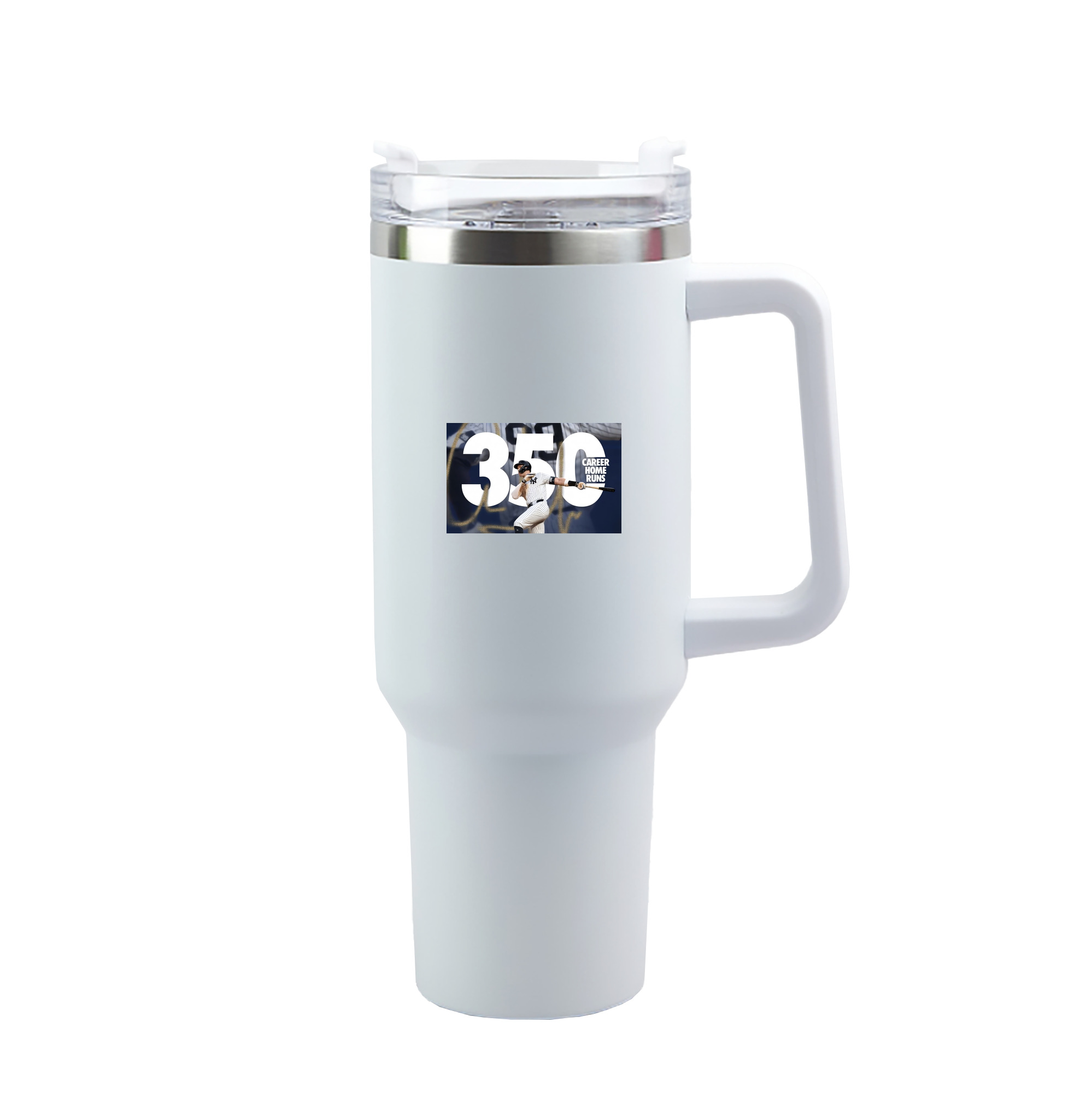 Aaron Judge's 350th Career Home Runs 40oz Handle Car Tumbler – Durable Stainless Steel Travel Mug With UV Print – Double Wall Insulated, Fits Most Car Cup Holders