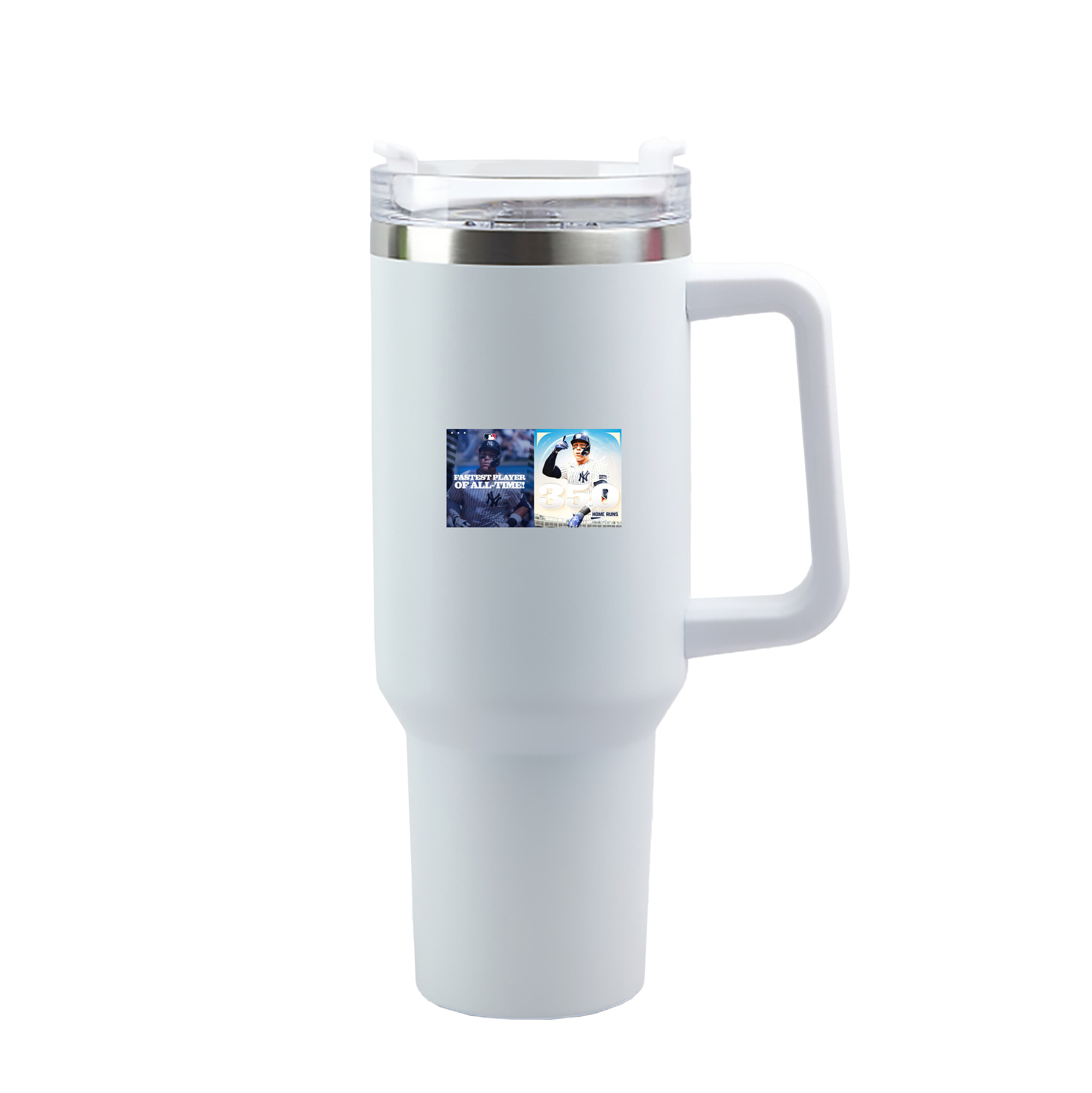 Aaron Judge's 350th Career Home Runs 40oz Handle Car Tumbler – Durable Stainless Steel Travel Mug With UV Print – Double Wall Insulated, Fits Most Car Cup Holders