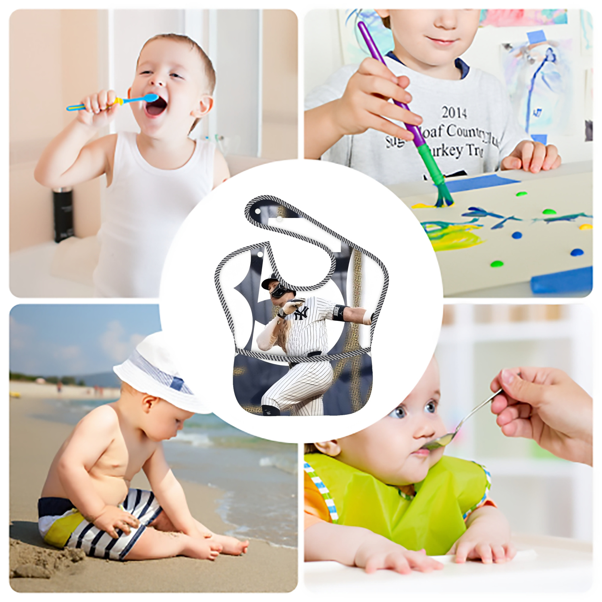 Aaron Judge's 350th Career Home Runs Adjustable Waterproof Toddler Bib – Full-Print Durable Polyester – Foldable Crumb Pocket – Easy Snap Closure – Soft