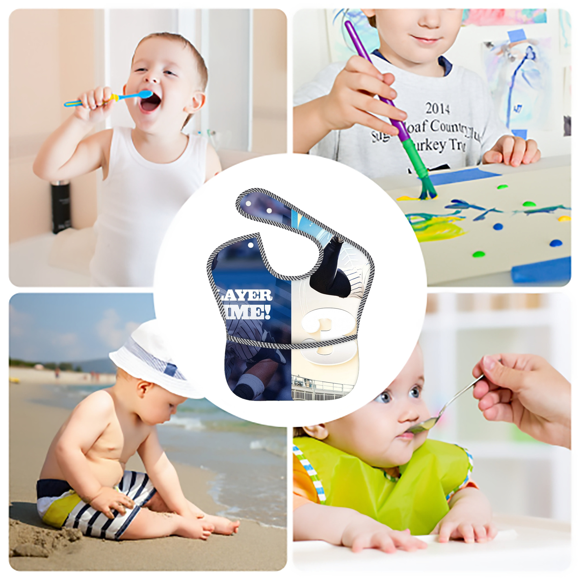 Aaron Judge's 350th Career Home Runs Adjustable Waterproof Toddler Bib – Full-Print Durable Polyester – Foldable Crumb Pocket – Easy Snap Closure – Soft