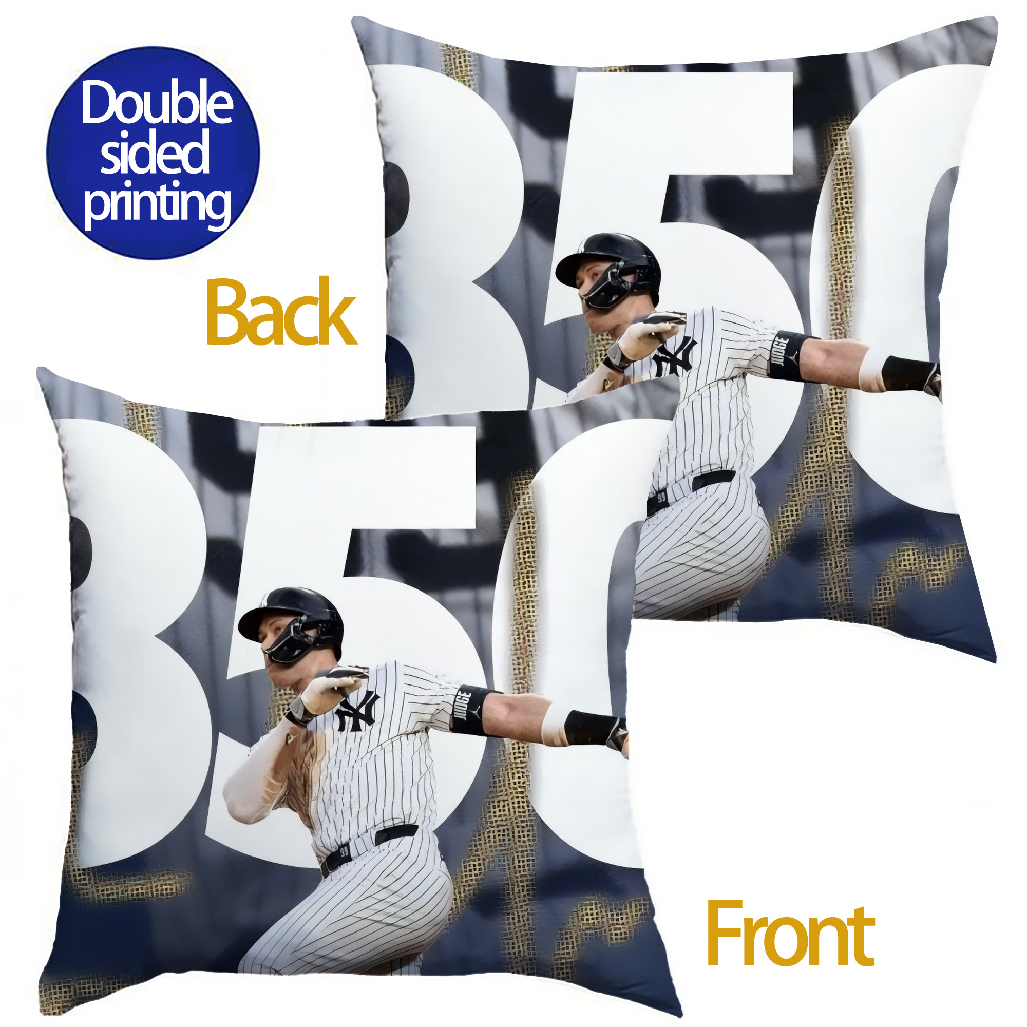 Aaron Judge's 350th Career Home Runs Soft Polyester Pillow Cover With Insert – Double-Sided Design, Invisible Zipper, Durable & Breathable – Easy Care Cushion Set