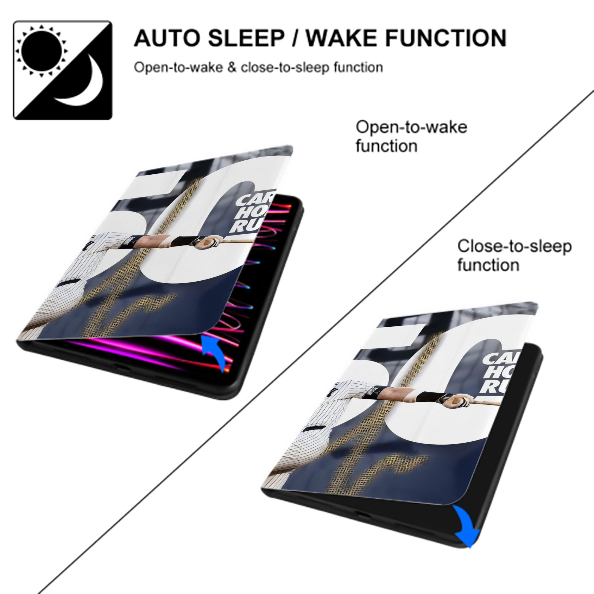 Aaron Judge's 350th Career Home Runs IPad Case Without Pencil Slot – Book-Style Cover With PU Leather & TPU – Slim, Durable, Scratch-Resistant, Full Protection & Easy Access