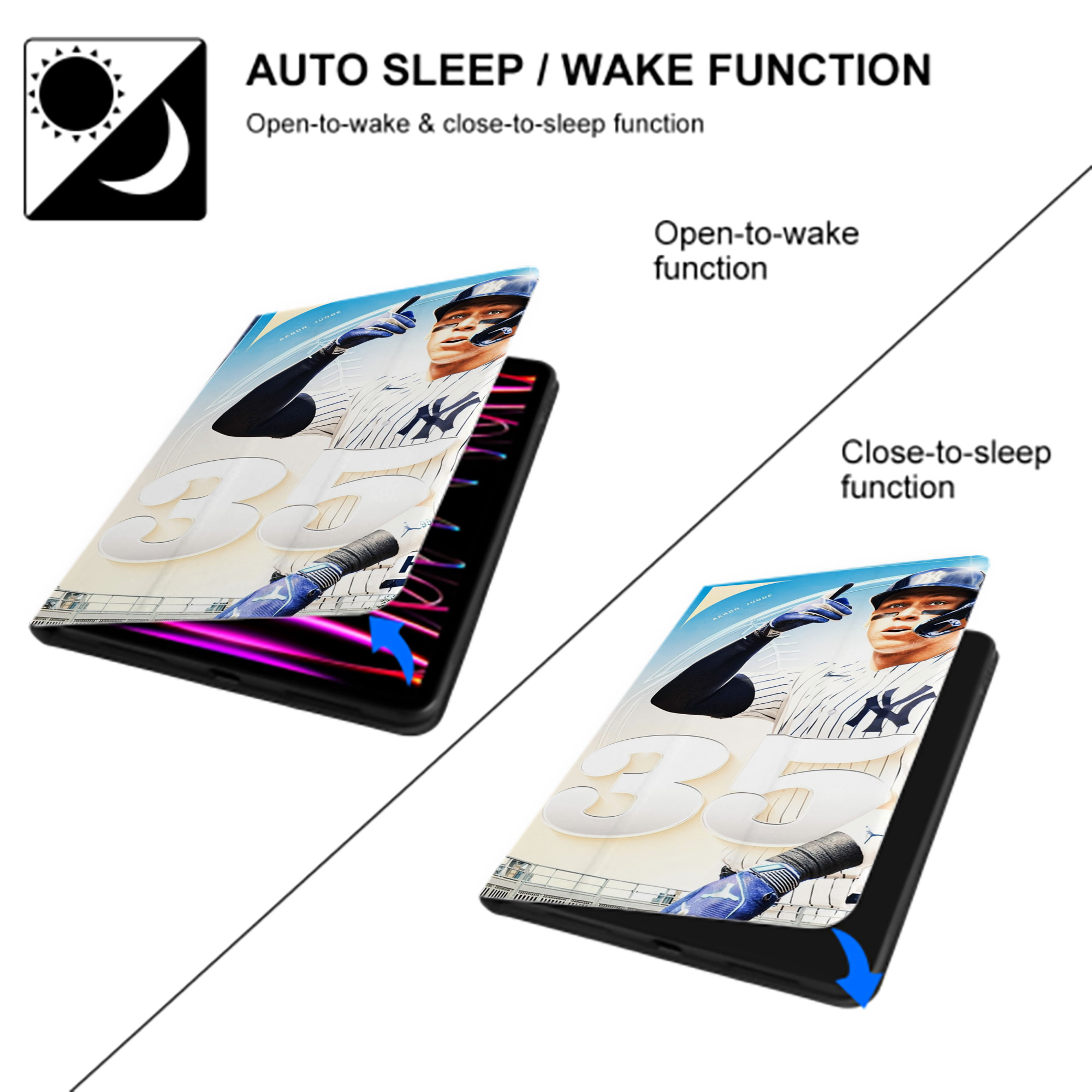 Aaron Judge's 350th Career Home Runs IPad Case Without Pencil Slot – Book-Style Cover With PU Leather & TPU – Slim, Durable, Scratch-Resistant, Full Protection & Easy Access