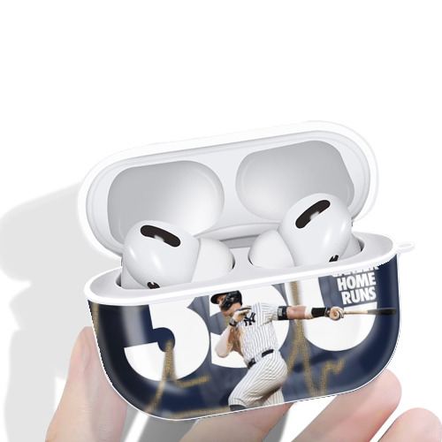 Aaron Judge's 350th Career Home Runs AirPods Pro Hard Case White With Keychain, Durable Flexible PC, Precise Cutouts, Anti-Fingerprint, Yellowing & Scratch Resistant, Full Protection, Washable