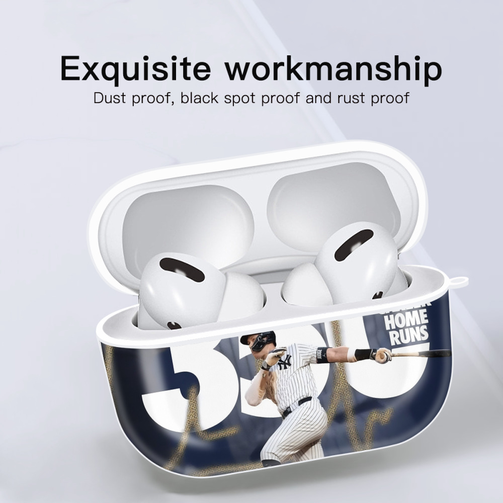 Aaron Judge's 350th Career Home Runs AirPods Pro Hard Case White With Keychain, Durable Flexible PC, Precise Cutouts, Anti-Fingerprint, Yellowing & Scratch Resistant, Full Protection, Washable