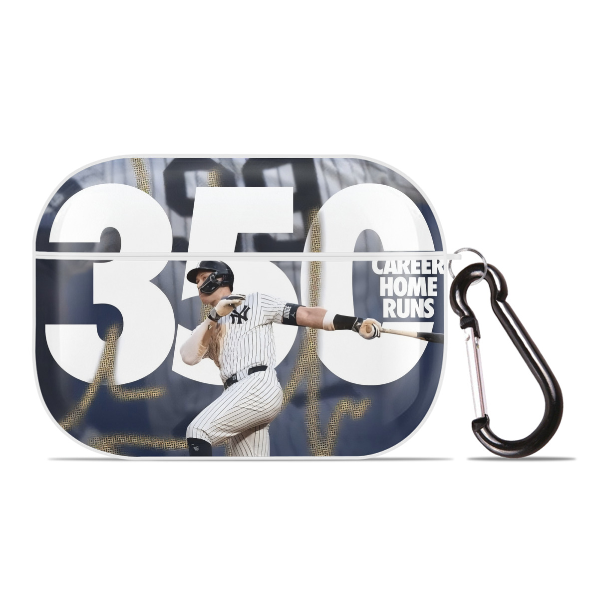 Aaron Judge's 350th Career Home Runs AirPods Pro Hard Case White With Keychain, Durable Flexible PC, Precise Cutouts, Anti-Fingerprint, Yellowing & Scratch Resistant, Full Protection, Washable