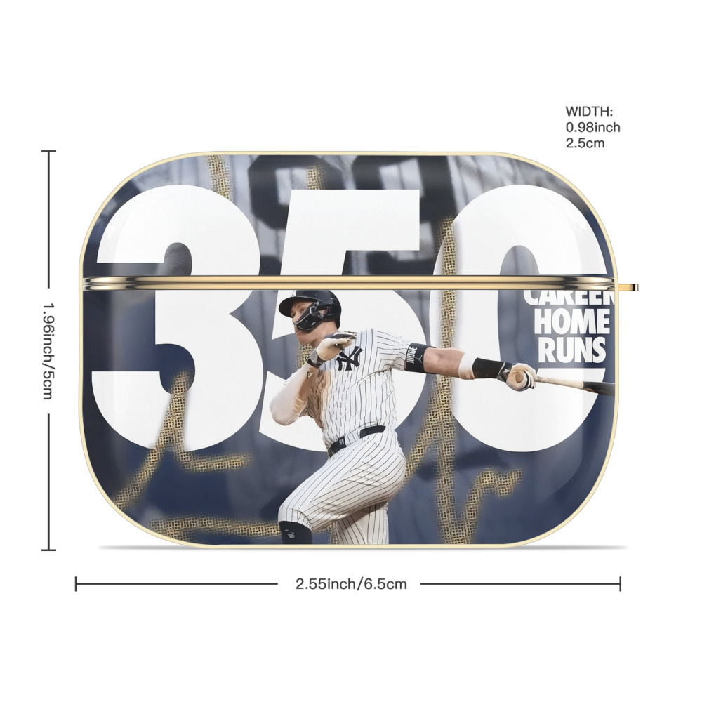 Aaron Judge's 350th Career Home Runs Luxury Gold AirPods Pro Case With Keychain, Flexible PC Material, Full Protection, Precise Cutouts, Anti-Fingerprint, Washable, Durable Design