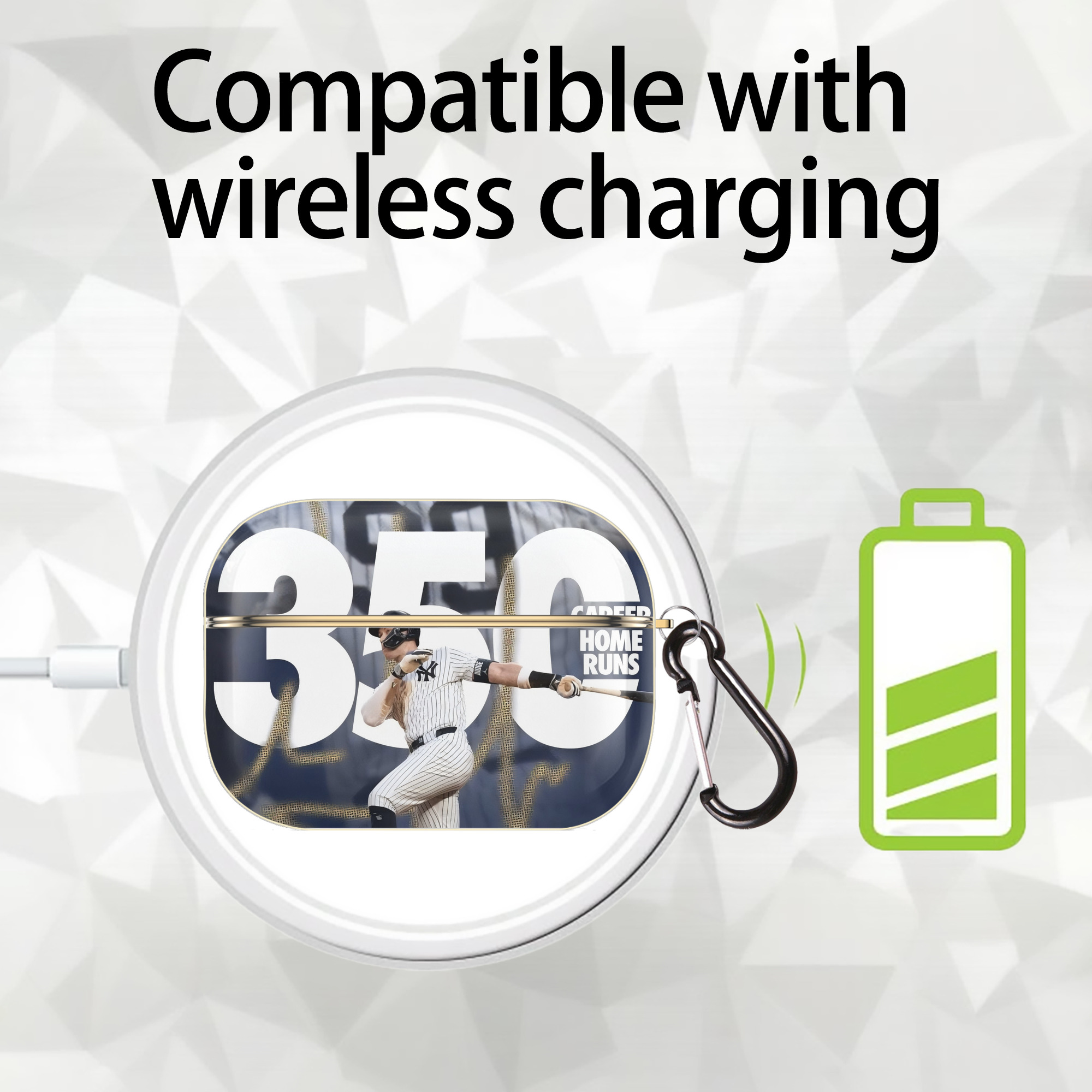 Aaron Judge's 350th Career Home Runs Luxury Gold AirPods Pro Case With Keychain, Flexible PC Material, Full Protection, Precise Cutouts, Anti-Fingerprint, Washable, Durable Design