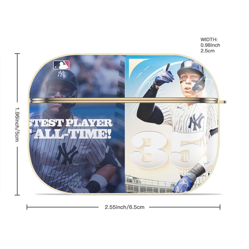 Aaron Judge's 350th Career Home Runs Luxury Gold AirPods Pro Case With Keychain, Flexible PC Material, Full Protection, Precise Cutouts, Anti-Fingerprint, Washable, Durable Design