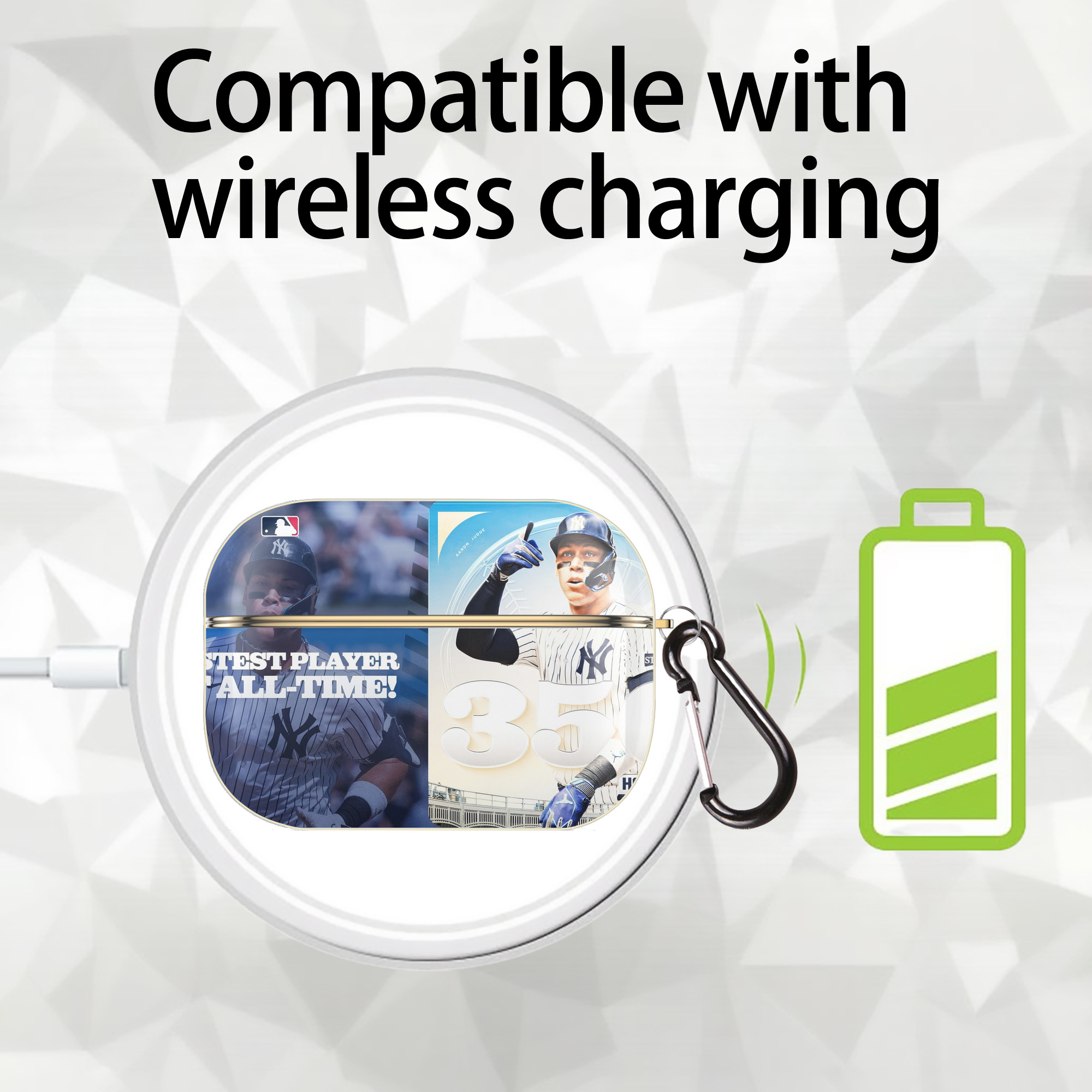 Aaron Judge's 350th Career Home Runs Luxury Gold AirPods Pro Case With Keychain, Flexible PC Material, Full Protection, Precise Cutouts, Anti-Fingerprint, Washable, Durable Design