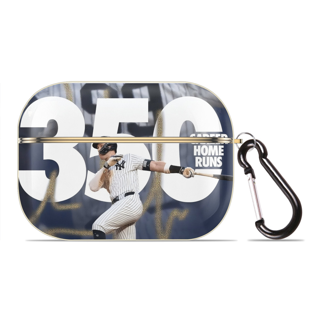 Aaron Judge's 350th Career Home Runs Luxury Gold AirPods Pro Case With Keychain, Flexible PC Material, Full Protection, Precise Cutouts, Anti-Fingerprint, Washable, Durable Design