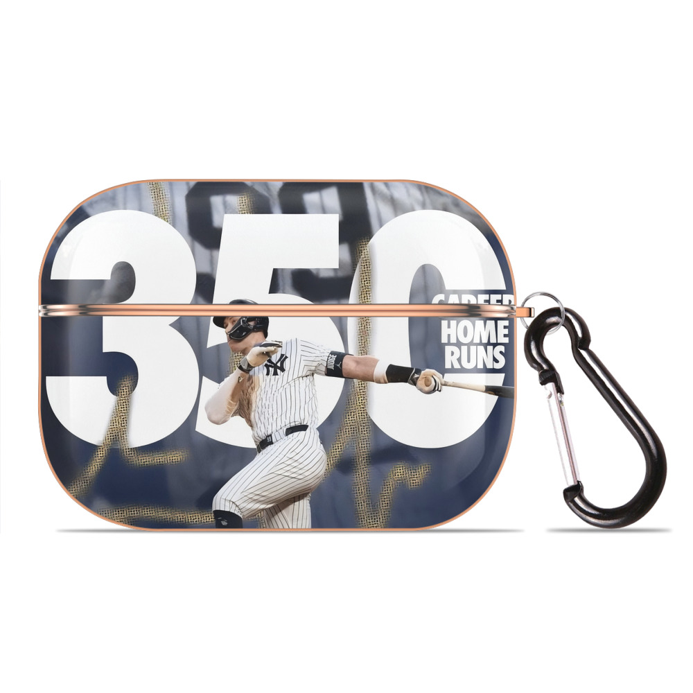 Aaron Judge's 350th Career Home Runs AirPods Pro Protective Case Rose Gold, Flexible PC Material, Precise Fit, Anti-Slip Cover, Full Protection, Fingerprint Resistant, Washable With Keychain