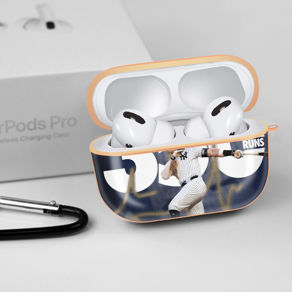 Aaron Judge's 350th Career Home Runs AirPods Pro Protective Case Rose Gold, Flexible PC Material, Precise Fit, Anti-Slip Cover, Full Protection, Fingerprint Resistant, Washable With Keychain