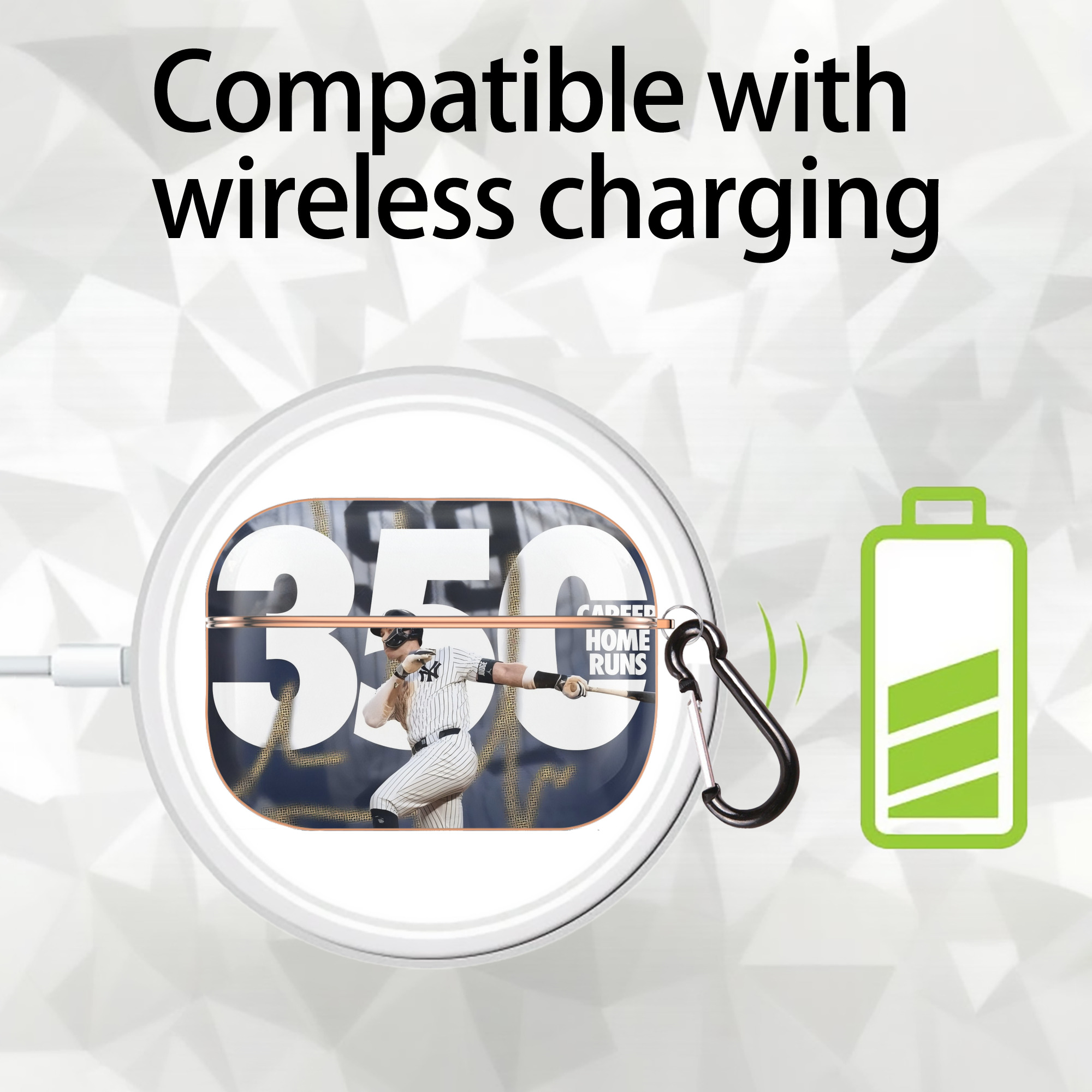 Aaron Judge's 350th Career Home Runs AirPods Pro Protective Case Rose Gold, Flexible PC Material, Precise Fit, Anti-Slip Cover, Full Protection, Fingerprint Resistant, Washable With Keychain