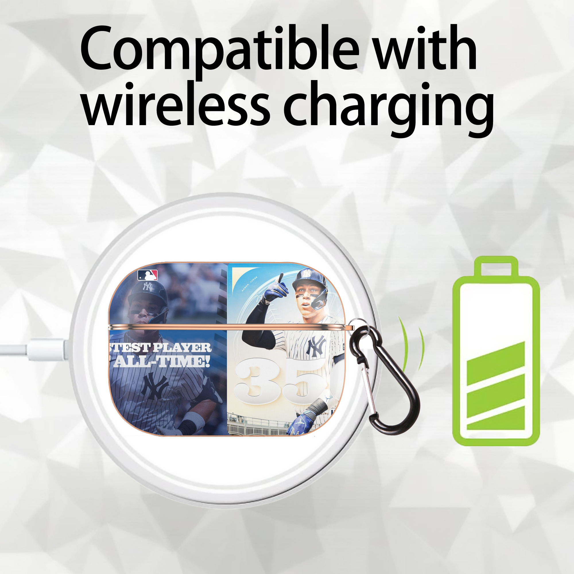 Aaron Judge's 350th Career Home Runs AirPods Pro Protective Case Rose Gold, Flexible PC Material, Precise Fit, Anti-Slip Cover, Full Protection, Fingerprint Resistant, Washable With Keychain