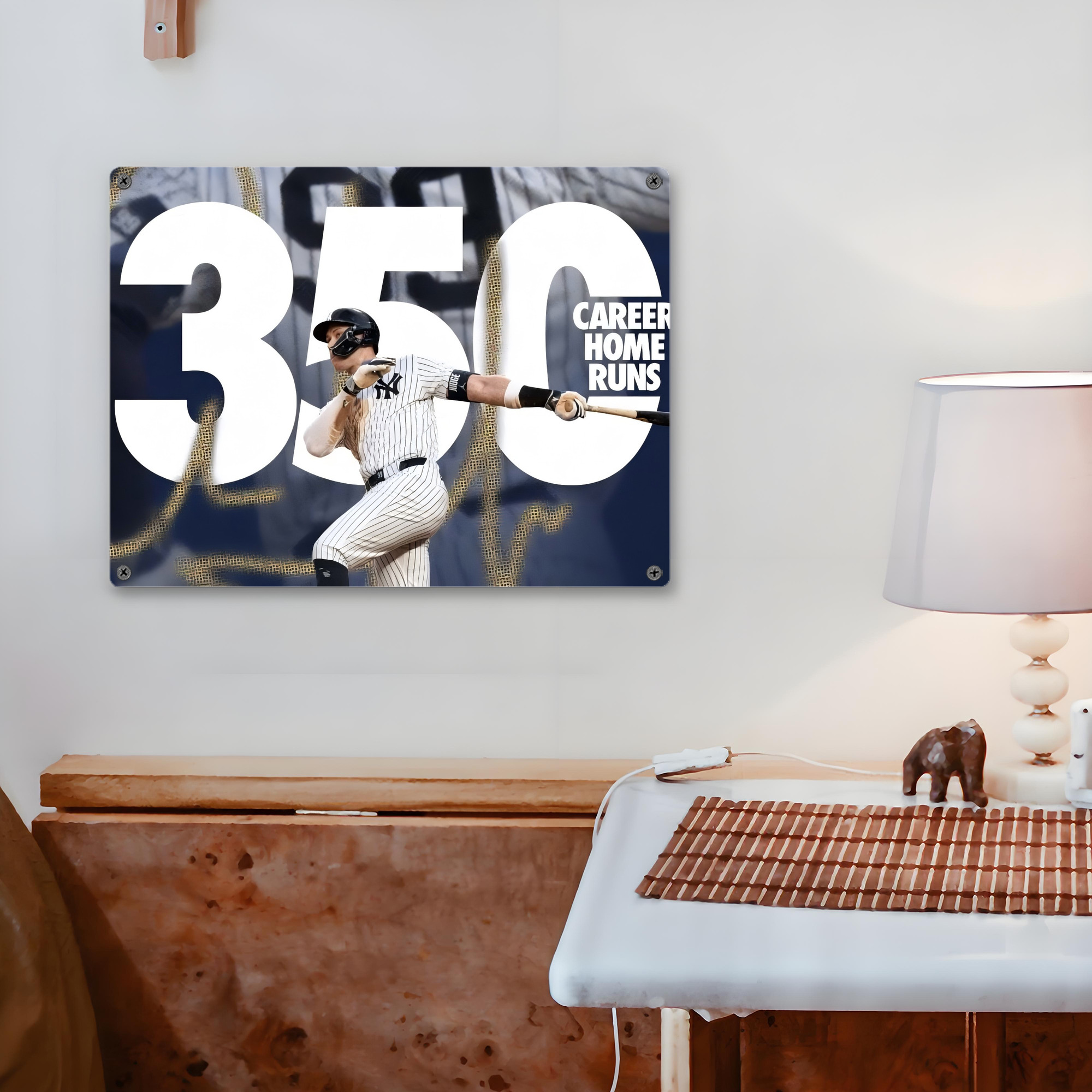 Aaron Judge's 350th Career Home Runs Vintage Metal Tin Sign 16x12 – Full-Print Iron Wall Decor – Durable, Fade-Resistant – Easy To Hang – Ideal For Home, Bar, Kitchen & Office Decor