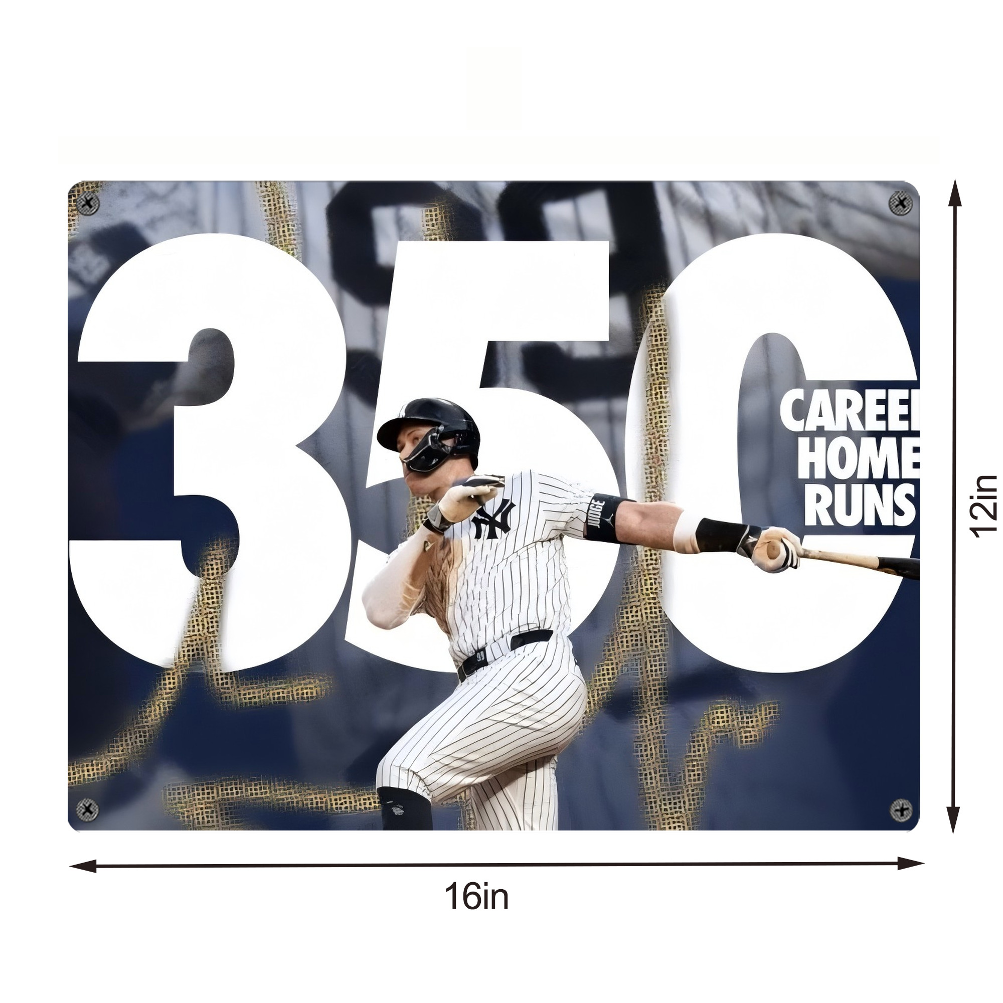 Aaron Judge's 350th Career Home Runs Vintage Metal Tin Sign 16x12 – Full-Print Iron Wall Decor – Durable, Fade-Resistant – Easy To Hang – Ideal For Home, Bar, Kitchen & Office Decor