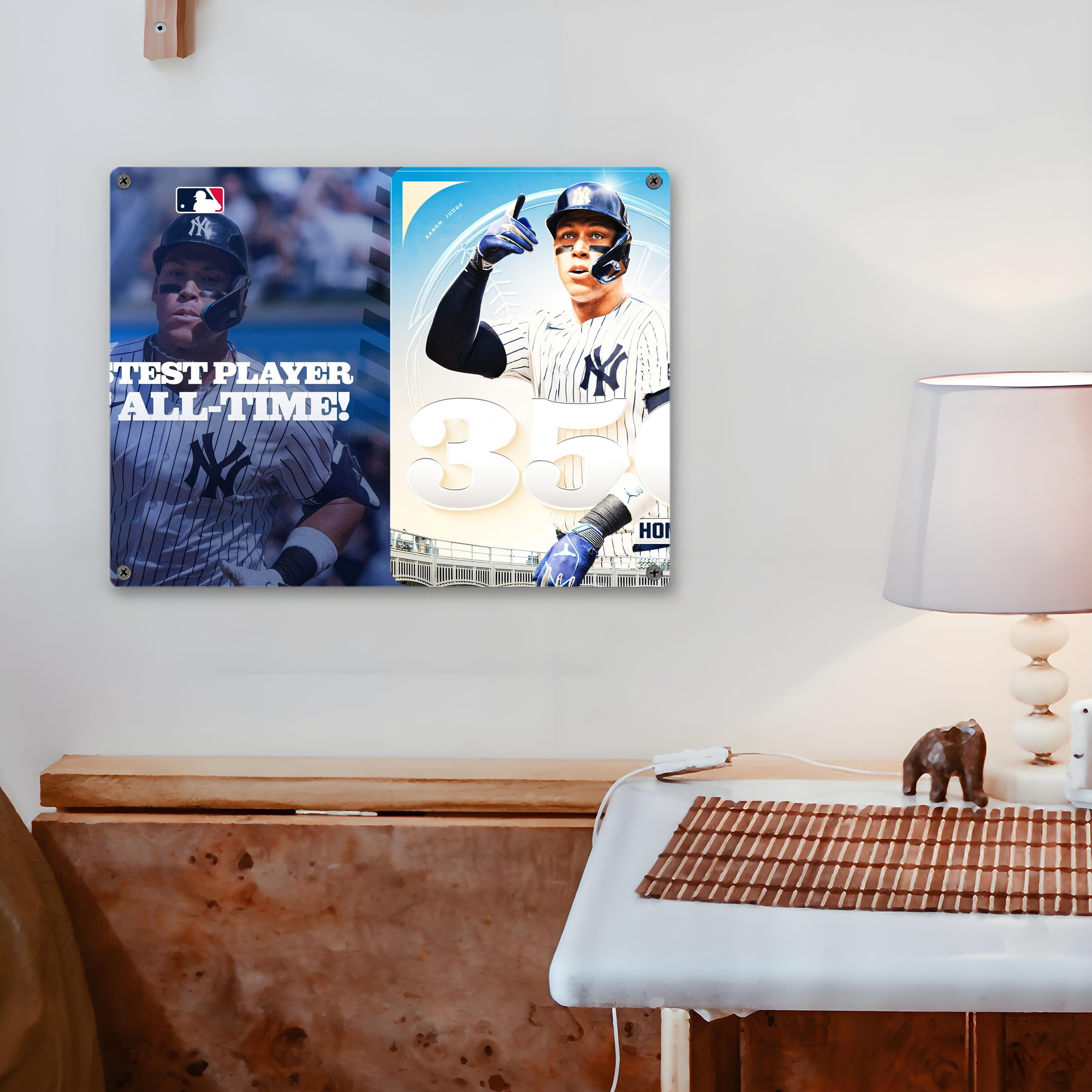 Aaron Judge's 350th Career Home Runs Vintage Metal Tin Sign 16x12 – Full-Print Iron Wall Decor – Durable, Fade-Resistant – Easy To Hang – Ideal For Home, Bar, Kitchen & Office Decor