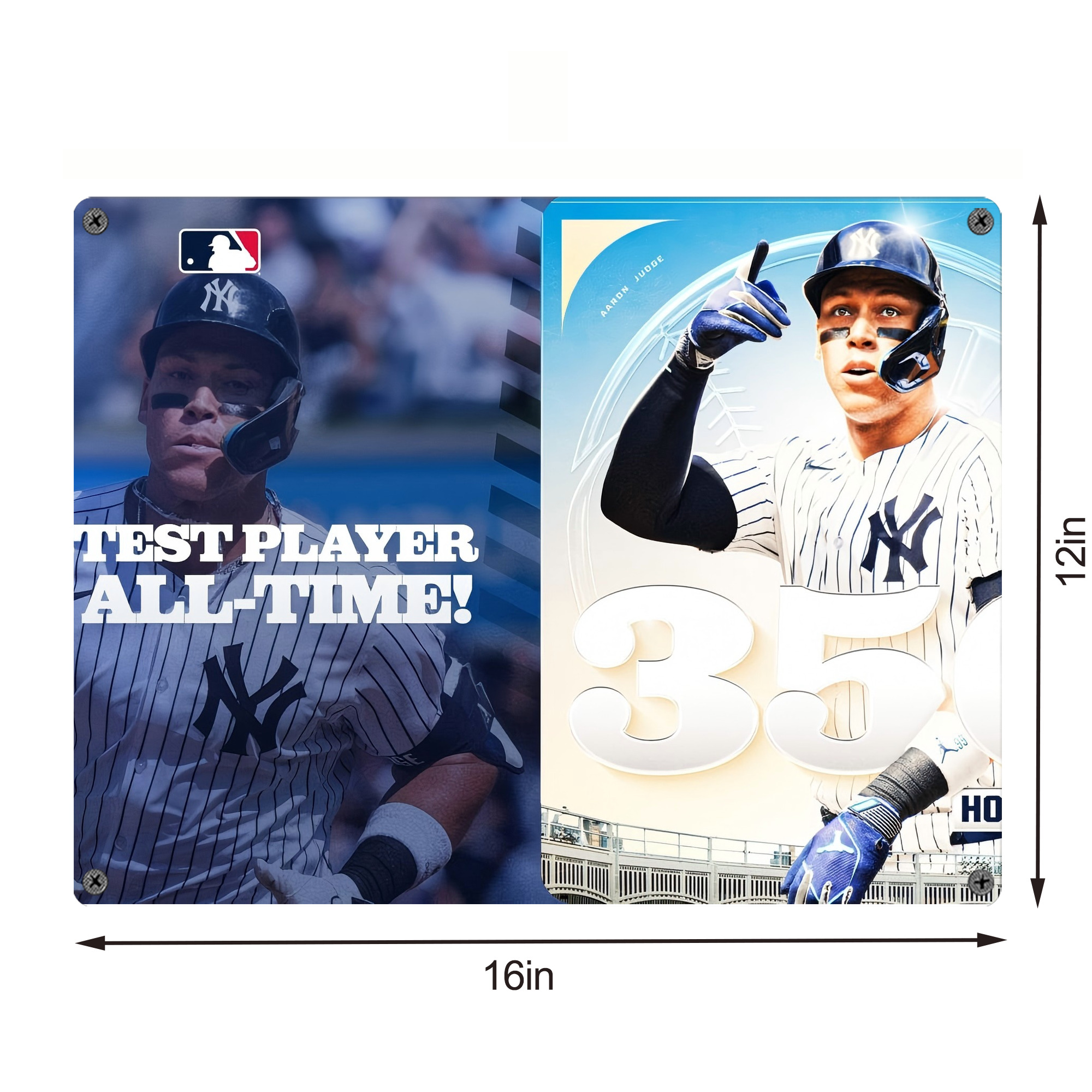 Aaron Judge's 350th Career Home Runs Vintage Metal Tin Sign 16x12 – Full-Print Iron Wall Decor – Durable, Fade-Resistant – Easy To Hang – Ideal For Home, Bar, Kitchen & Office Decor