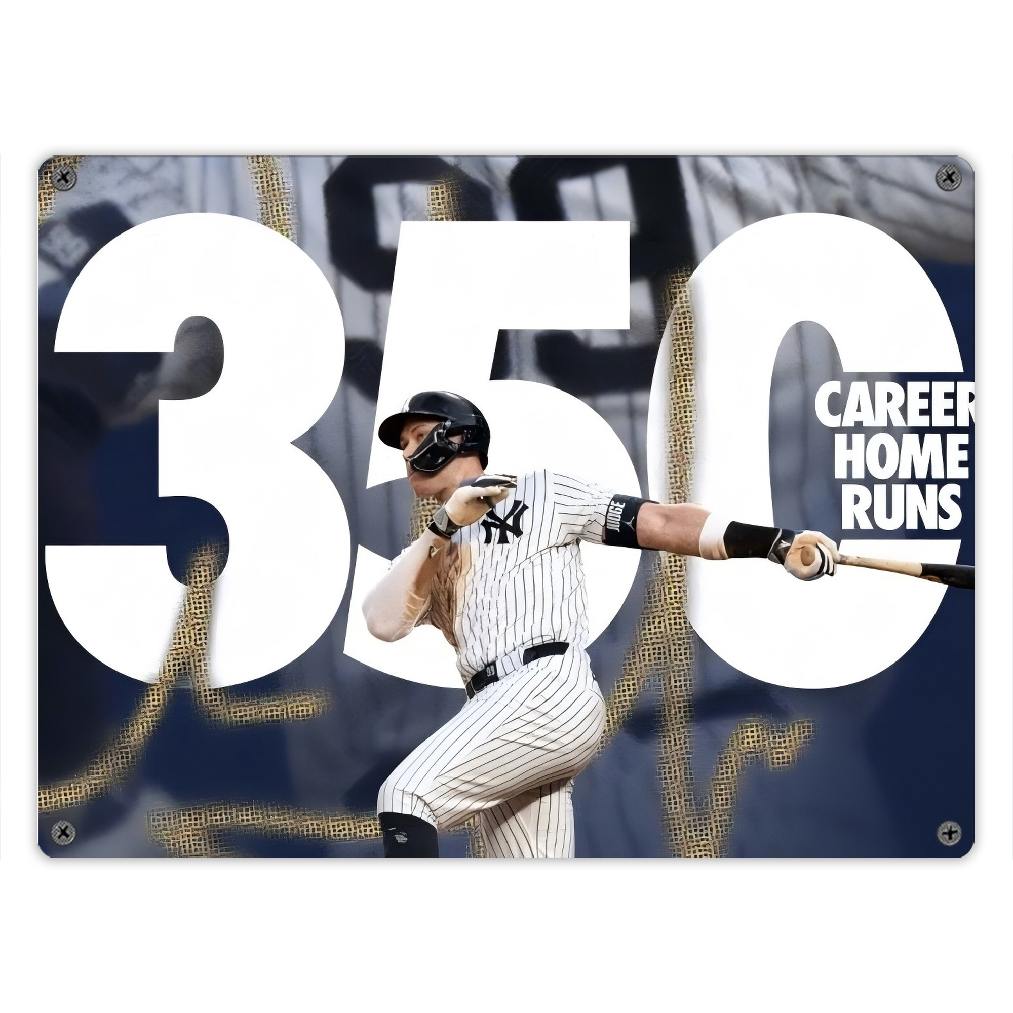 Aaron Judge's 350th Career Home Runs Vintage Metal Tin Sign 16x12 – Full-Print Iron Wall Decor – Durable, Fade-Resistant – Easy To Hang – Ideal For Home, Bar, Kitchen & Office Decor