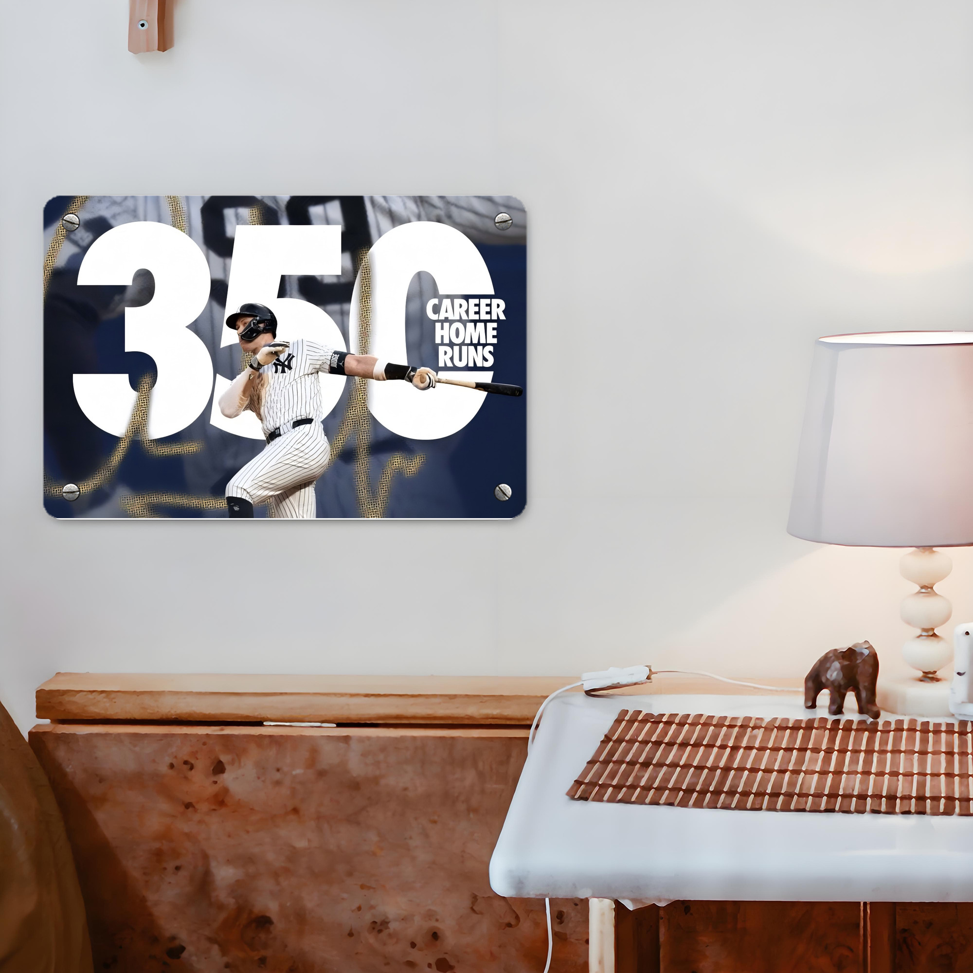 Aaron Judge's 350th Career Home Runs Metal Tin Sign 12x8inch - Premium Full-Print Decorative Wall Art, Durable Rust-Resistant Metal Plaque For Living Room, Bedroom, Kitchen, Office, Bar Décor