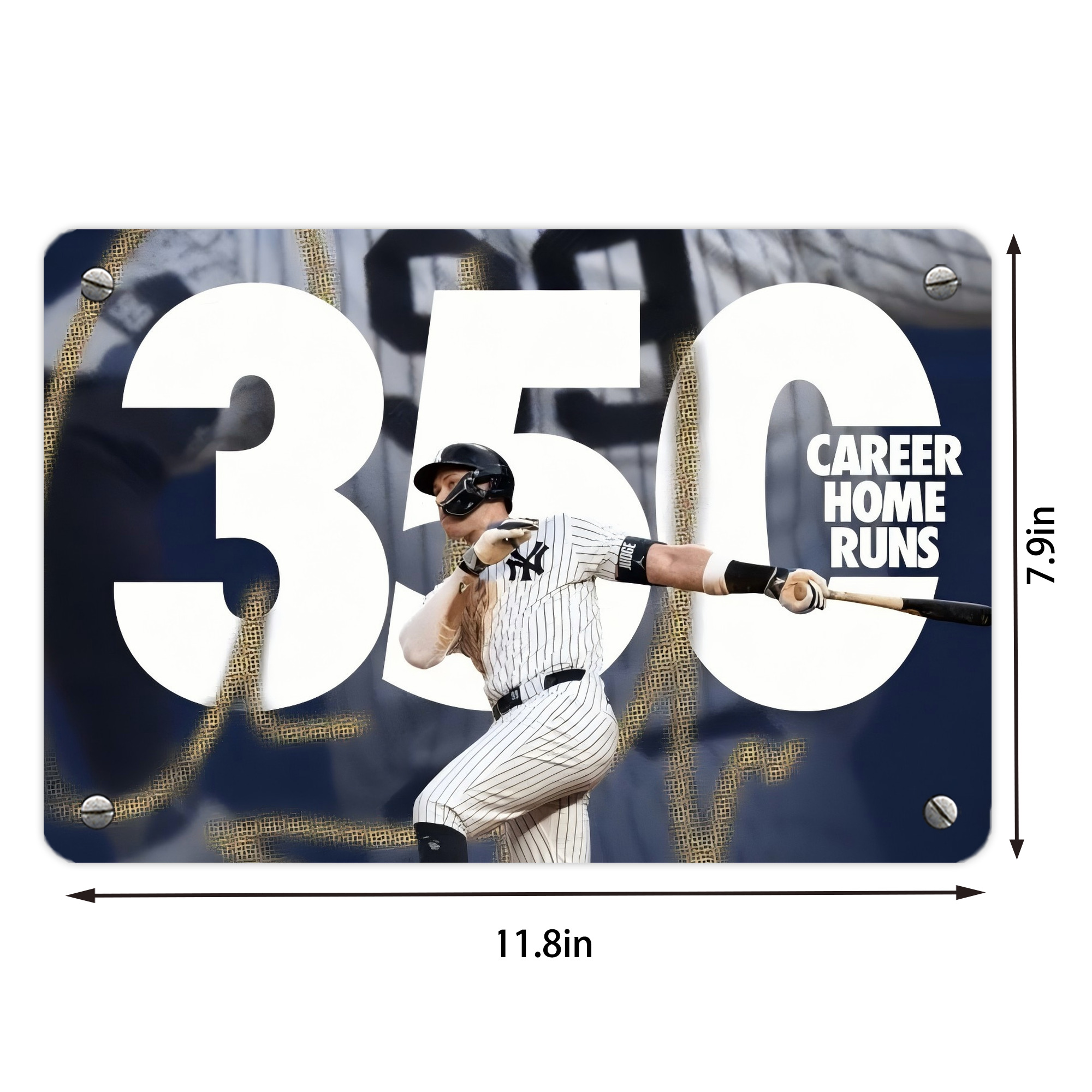 Aaron Judge's 350th Career Home Runs Metal Tin Sign 12x8inch - Premium Full-Print Decorative Wall Art, Durable Rust-Resistant Metal Plaque For Living Room, Bedroom, Kitchen, Office, Bar Décor