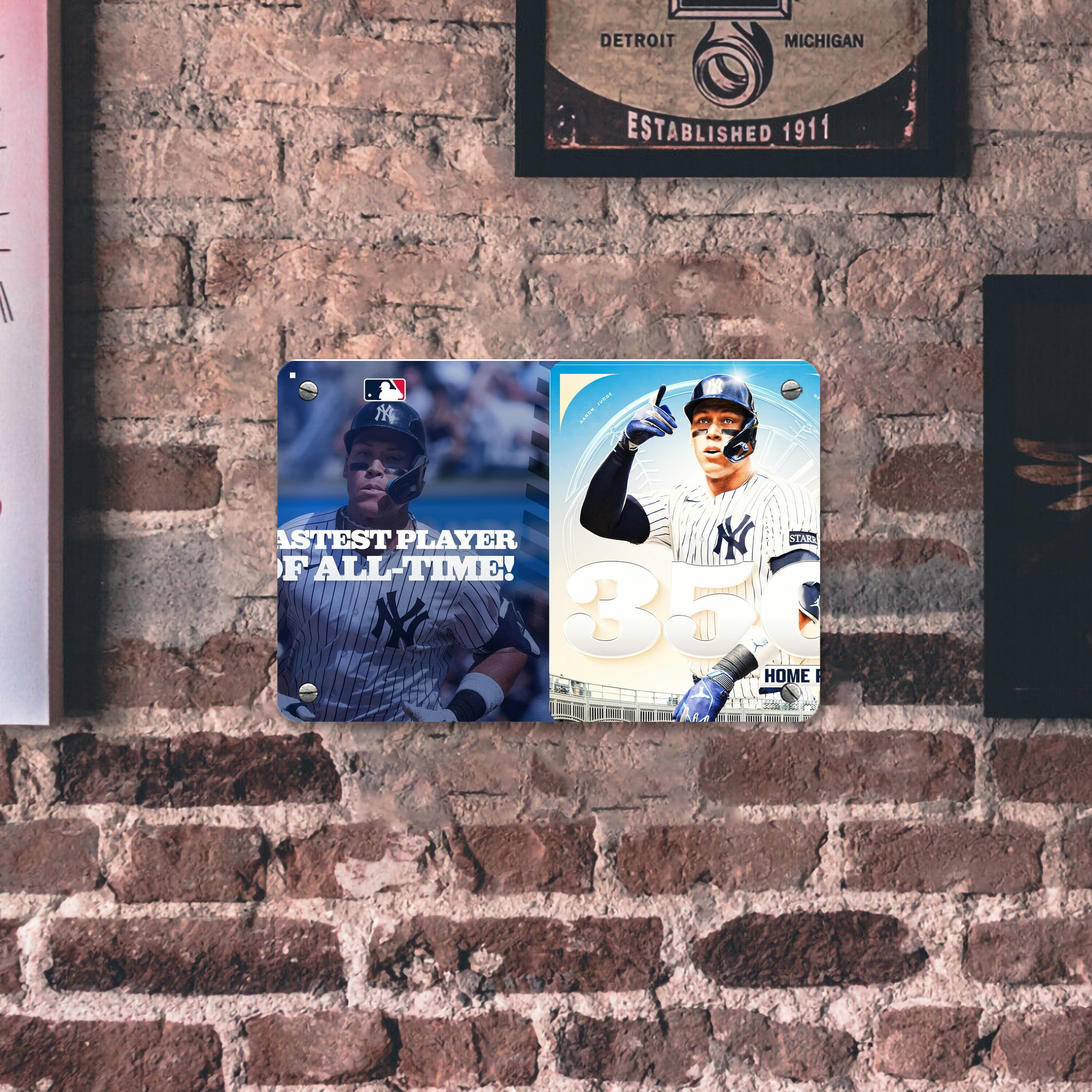 Aaron Judge's 350th Career Home Runs Metal Tin Sign 12x8inch - Premium Full-Print Decorative Wall Art, Durable Rust-Resistant Metal Plaque For Living Room, Bedroom, Kitchen, Office, Bar Décor