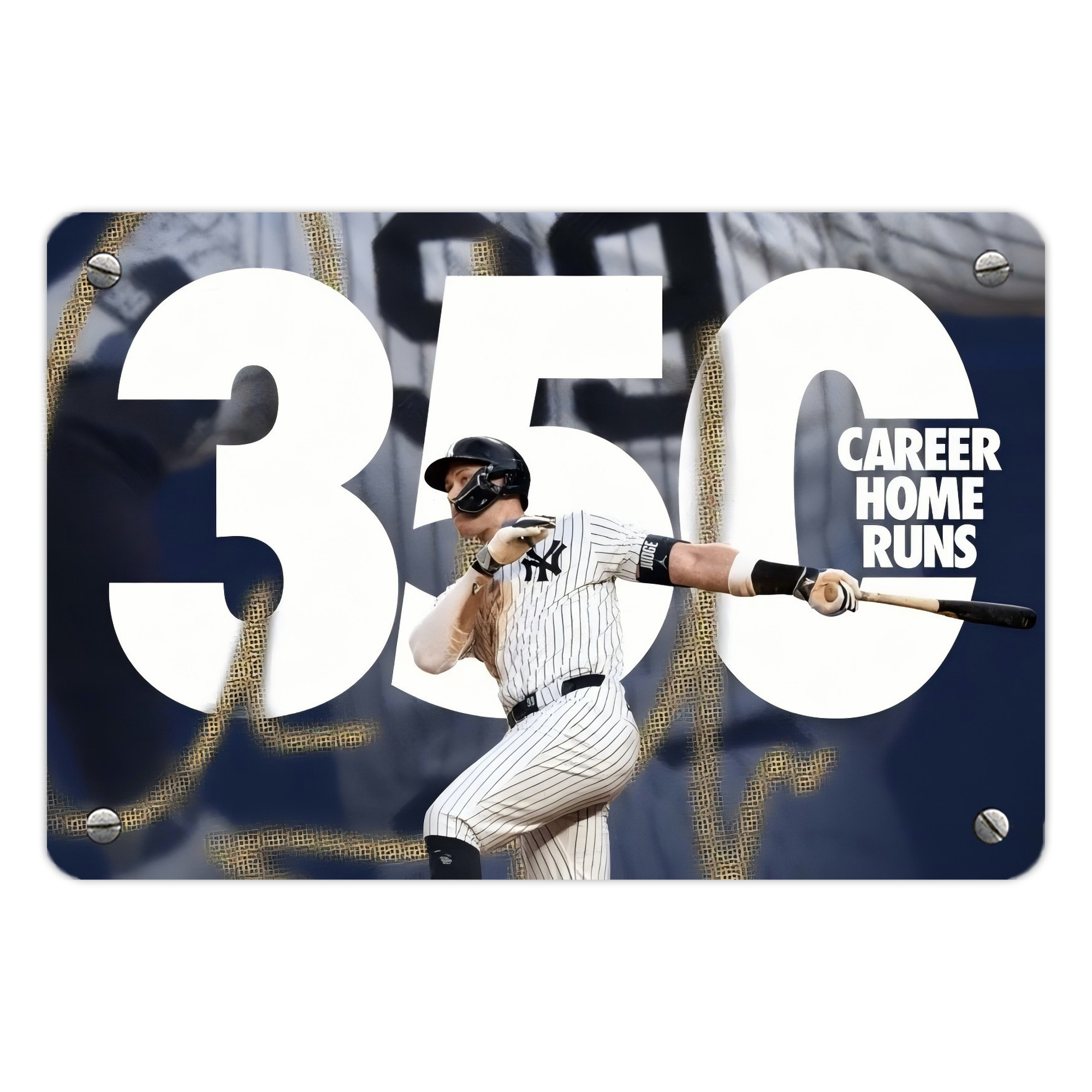 Aaron Judge's 350th Career Home Runs Metal Tin Sign 12x8inch - Premium Full-Print Decorative Wall Art, Durable Rust-Resistant Metal Plaque For Living Room, Bedroom, Kitchen, Office, Bar Décor