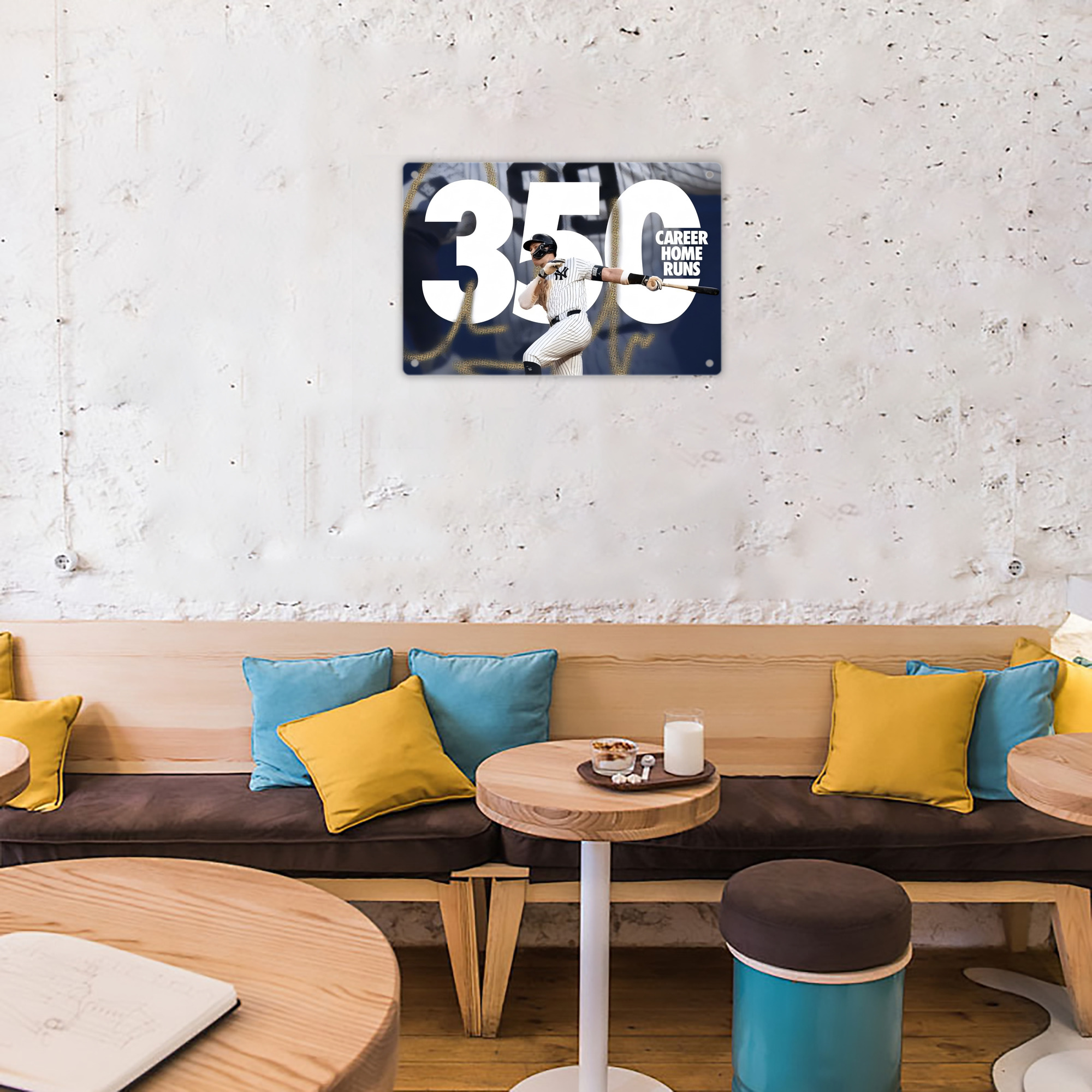 Aaron Judge's 350th Career Home Runs Decorative Aluminum Plaque – Horizontal Design – Durable, Stylish, Easy To Install – Ideal For Home, Office, Bar, And More