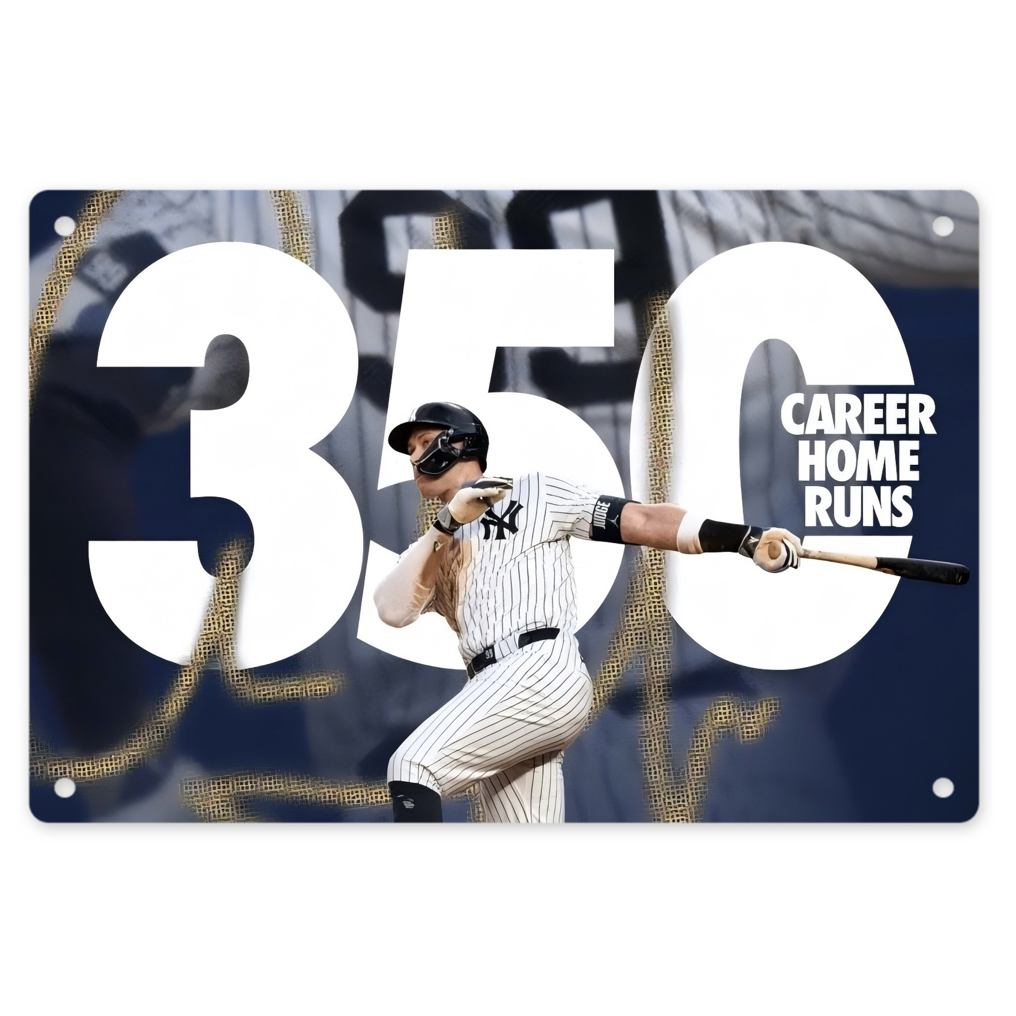 Aaron Judge's 350th Career Home Runs Decorative Aluminum Plaque – Horizontal Design – Durable, Stylish, Easy To Install – Ideal For Home, Office, Bar, And More