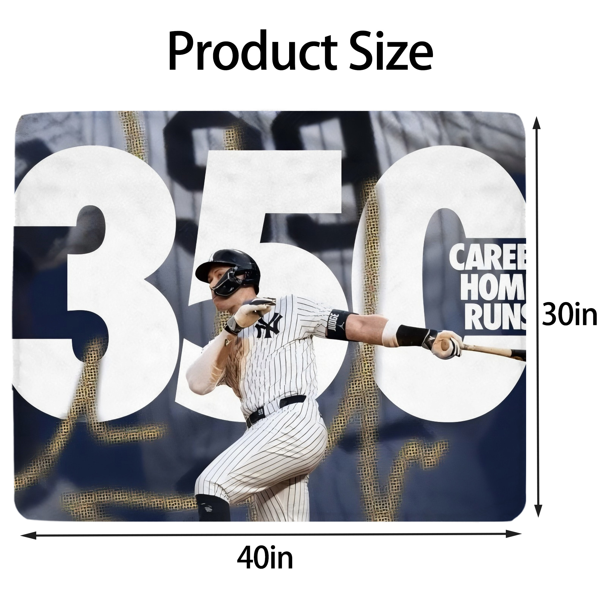 Aaron Judge's 350th Career Home Runs Soft Plush Fleece Blanket 30x40 Inch - 300GSM Flannel, Ultra Soft & Warm, Lightweight & Durable, Perfect For Kids, Adults, Couch, Bed, Camping, Travel, Gift For Family & Friends