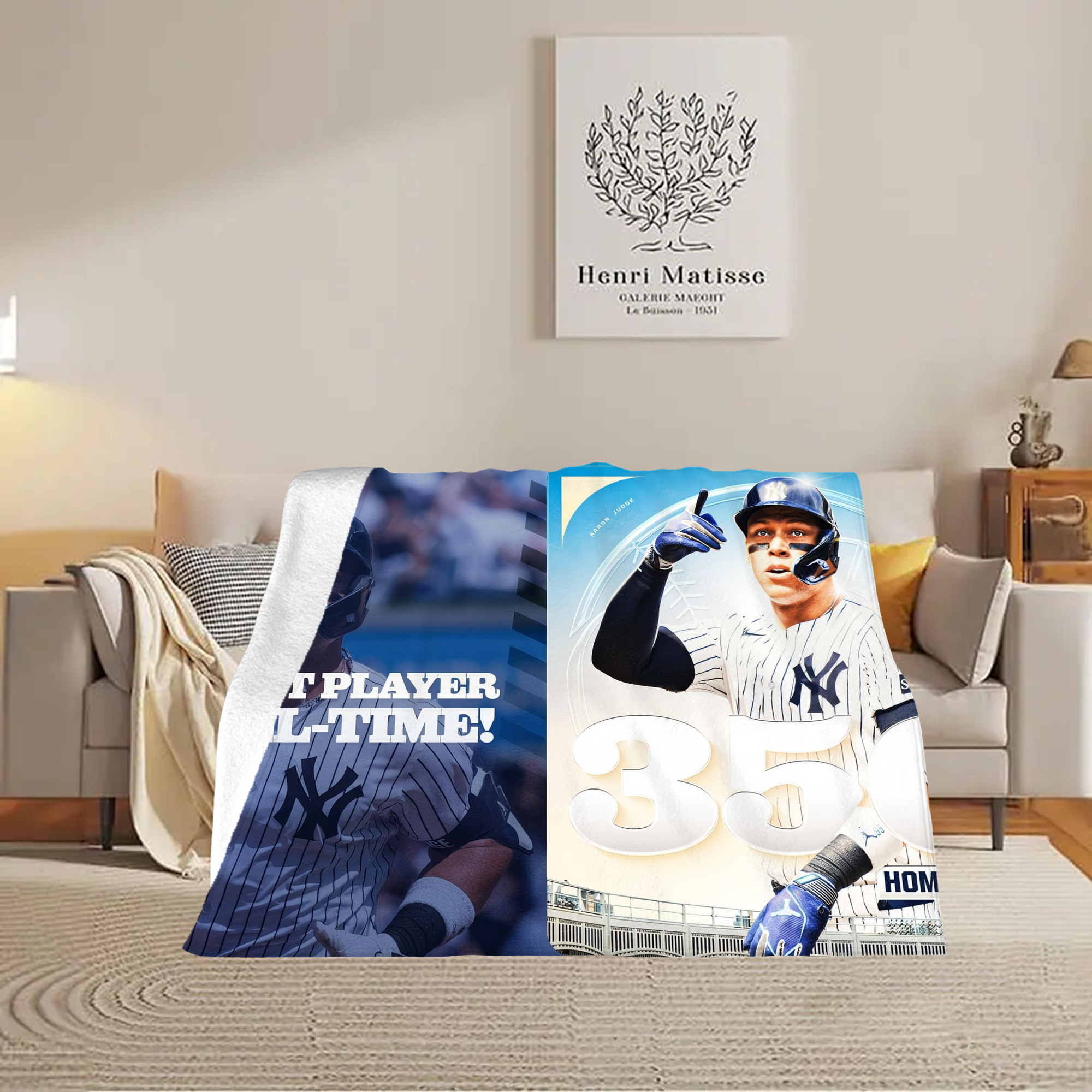 Aaron Judge's 350th Career Home Runs Soft Plush Fleece Blanket 30x40 Inch - 300GSM Flannel, Ultra Soft & Warm, Lightweight & Durable, Perfect For Kids, Adults, Couch, Bed, Camping, Travel, Gift For Family & Friends