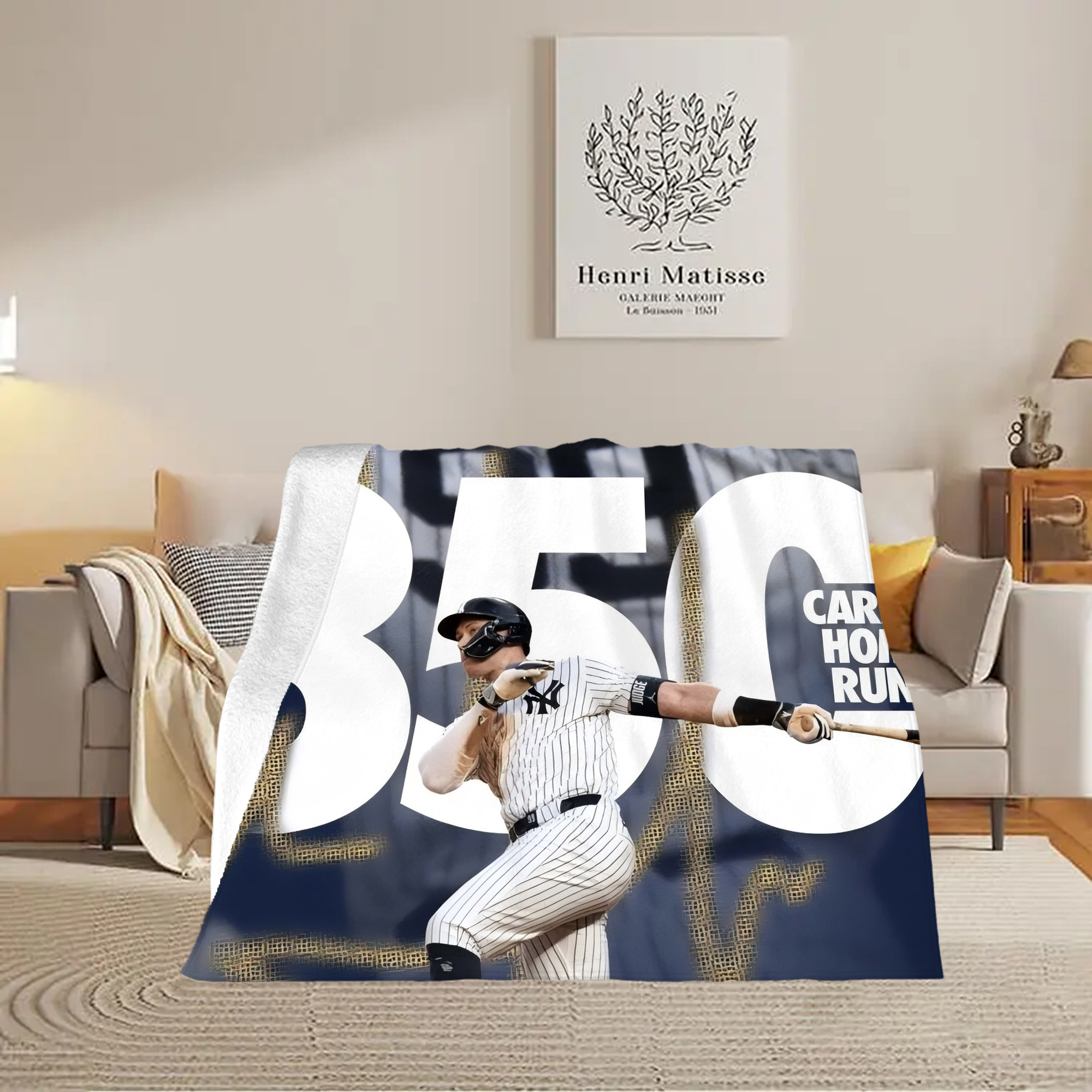 Aaron Judge's 350th Career Home Runs Soft Fleece Throw Blanket 50 X 60 Inch – Super Soft, Lightweight, And Durable – Perfect For Sofa, Bed, Camping, And More – Ideal Gift For Family And Friends
