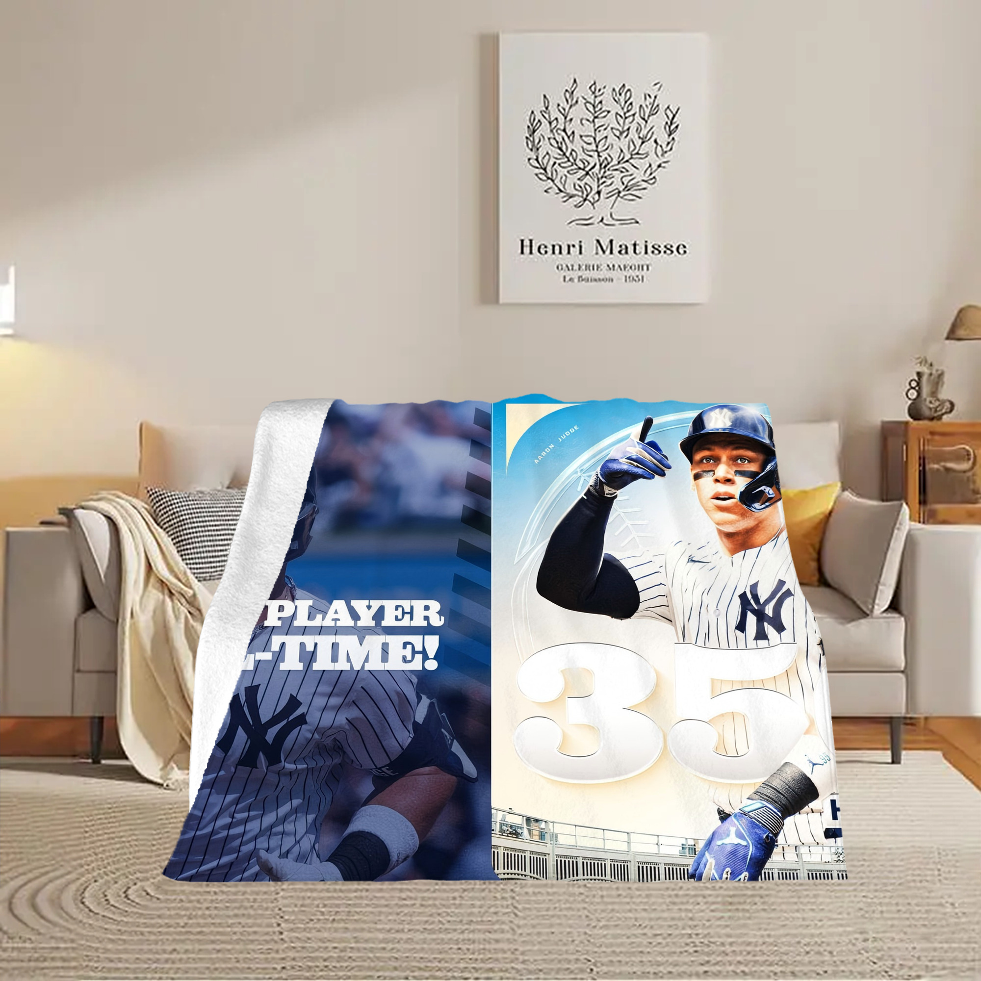 Aaron Judge's 350th Career Home Runs Soft Fleece Throw Blanket 50 X 60 Inch – Super Soft, Lightweight, And Durable – Perfect For Sofa, Bed, Camping, And More – Ideal Gift For Family And Friends