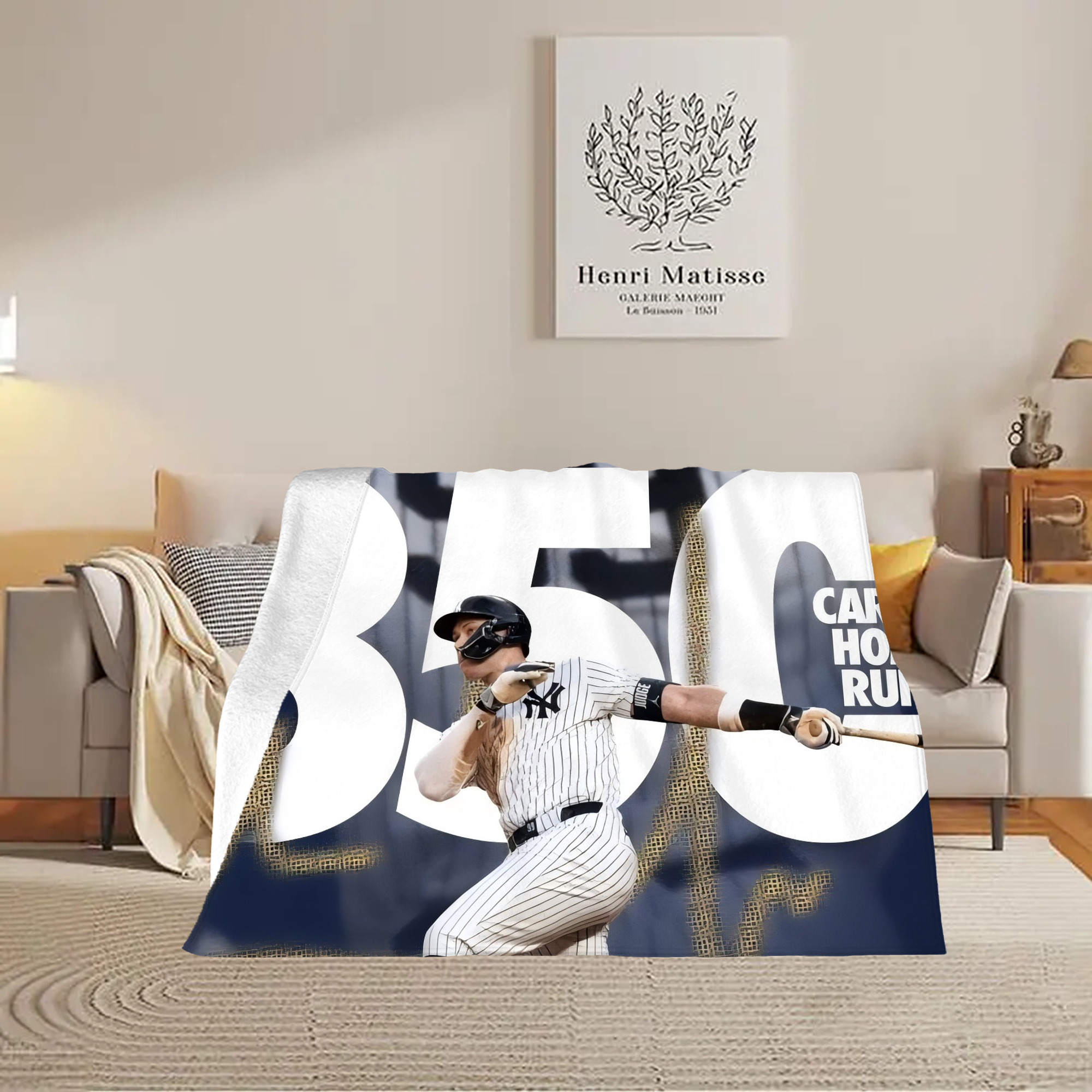 Aaron Judge's 350th Career Home Runs Soft Fleece Throw Blanket 60 X 80 Inch – Super Soft, Lightweight, And Durable – Perfect For Sofa, Bed, Camping, And More – Ideal Gift For Family And Friends