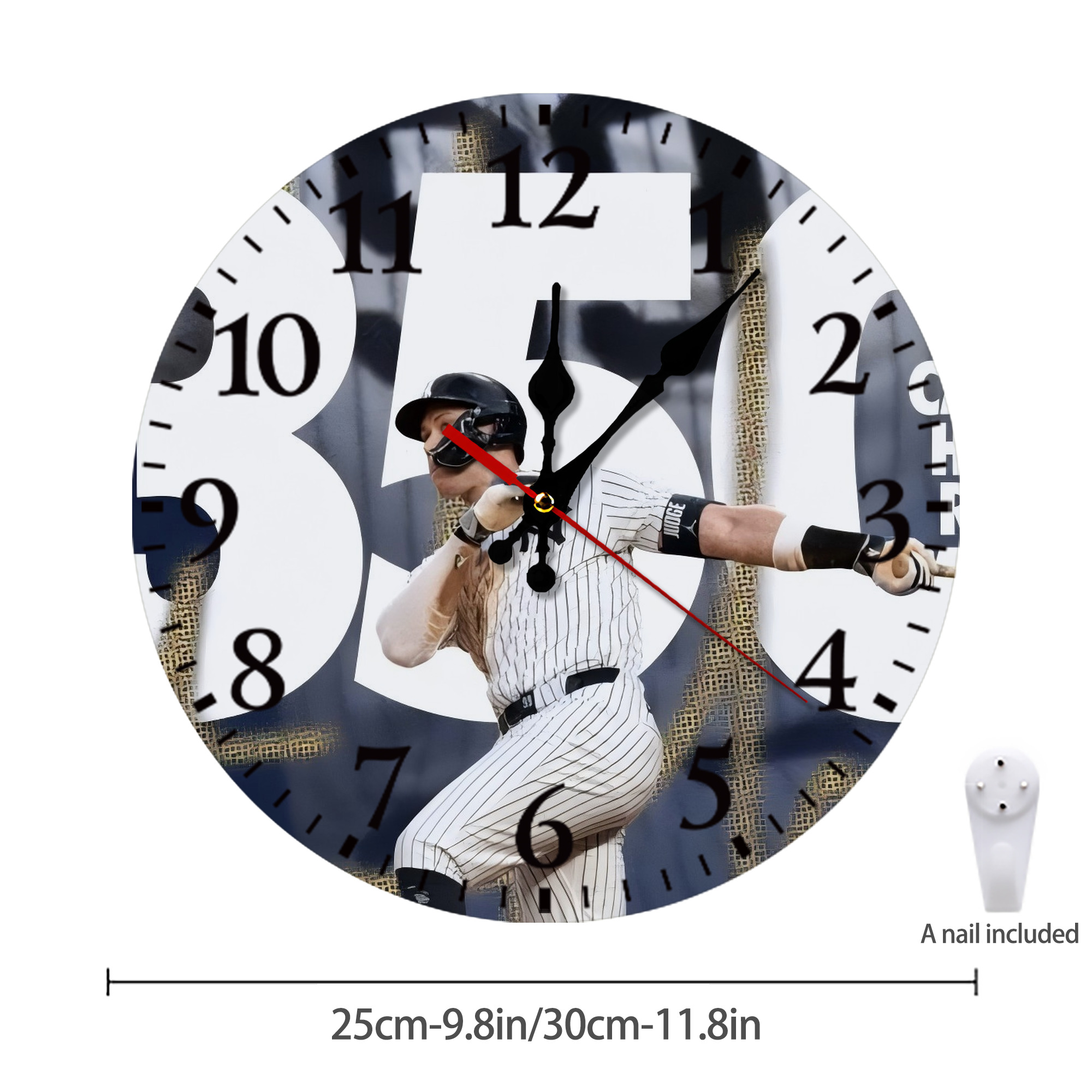 Aaron Judge's 350th Career Home Runs Silent Round Wall Clock – Modern & Stylish DIY Design, Durable Wood Construction, Easy To Install – Perfect For Office, Bedroom, Living Room, And More