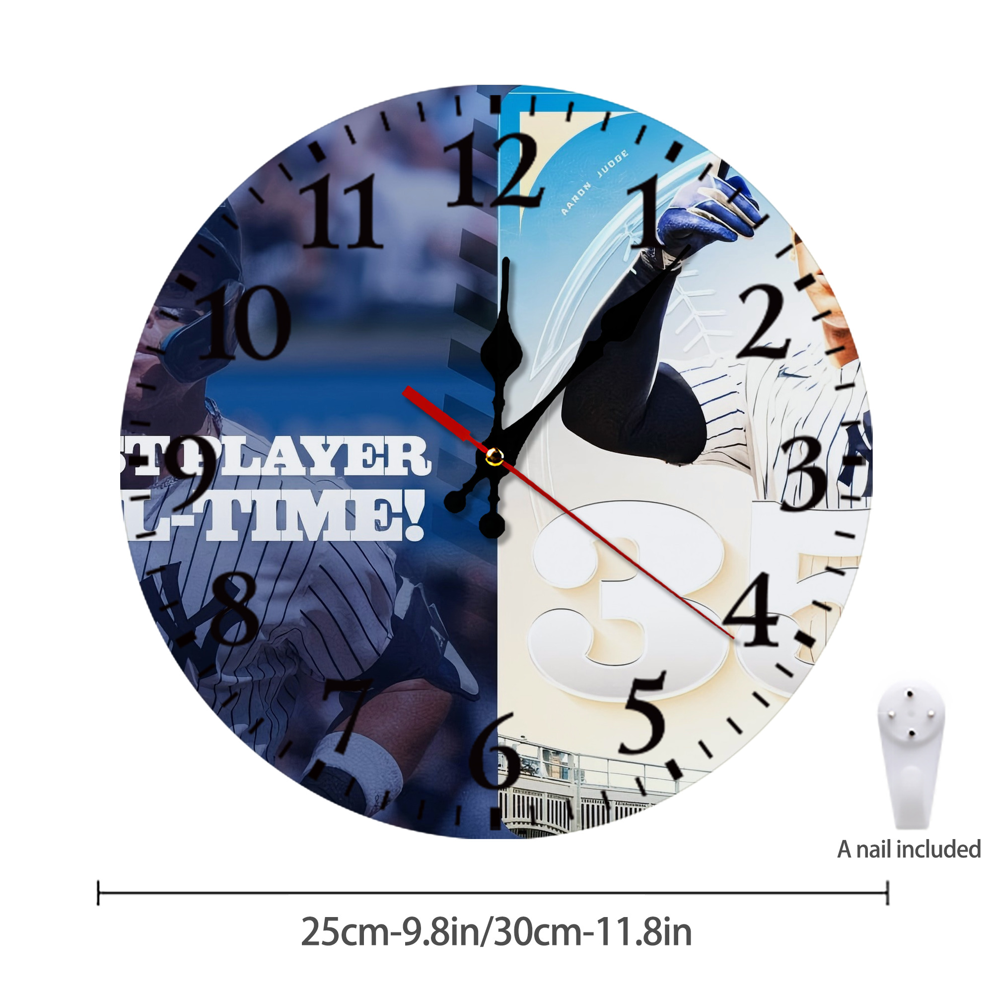 Aaron Judge's 350th Career Home Runs Silent Round Wall Clock – Modern & Stylish DIY Design, Durable Wood Construction, Easy To Install – Perfect For Office, Bedroom, Living Room, And More