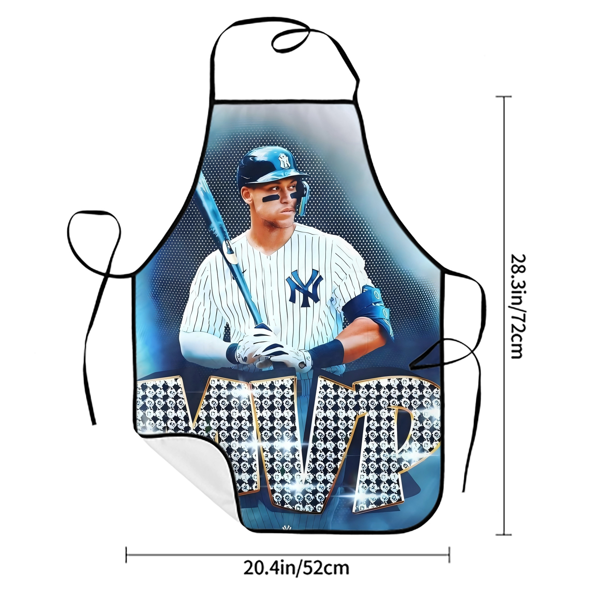 Aaron Judge MVP Stain-Resistant Polyester Apron With Pocket – Full Print, Waterproof, Anti-Wrinkle, Anti-Pilling – Ideal For Kitchen, BBQ, Restaurant, Salon & More