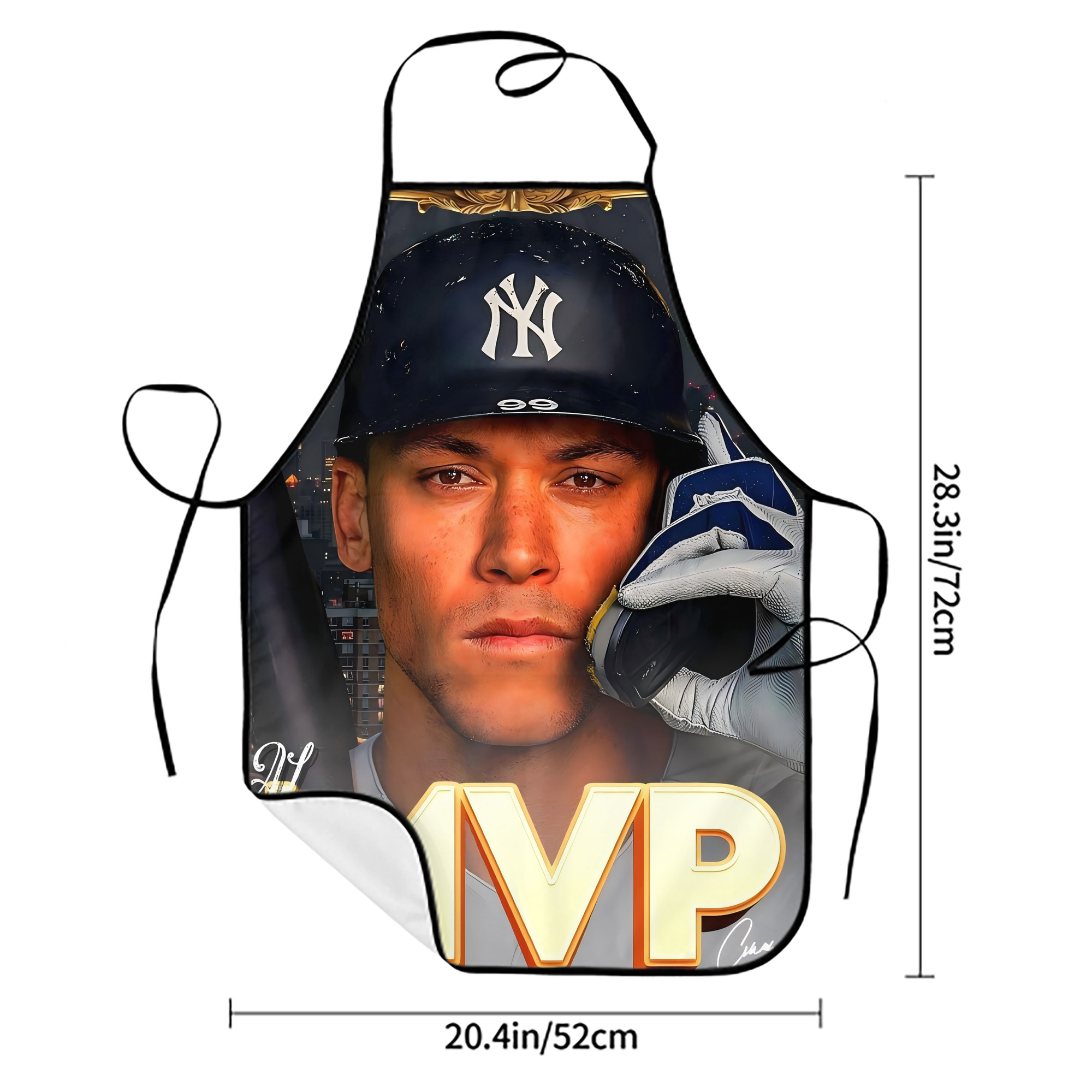 Aaron Judge MVP Stain-Resistant Polyester Apron With Pocket – Full Print, Waterproof, Anti-Wrinkle, Anti-Pilling – Ideal For Kitchen, BBQ, Restaurant, Salon & More