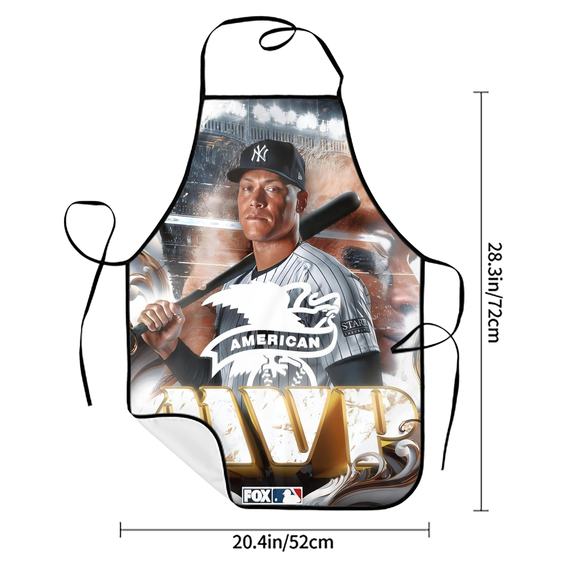Aaron Judge MVP Stain-Resistant Polyester Apron With Pocket – Full Print, Waterproof, Anti-Wrinkle, Anti-Pilling – Ideal For Kitchen, BBQ, Restaurant, Salon & More