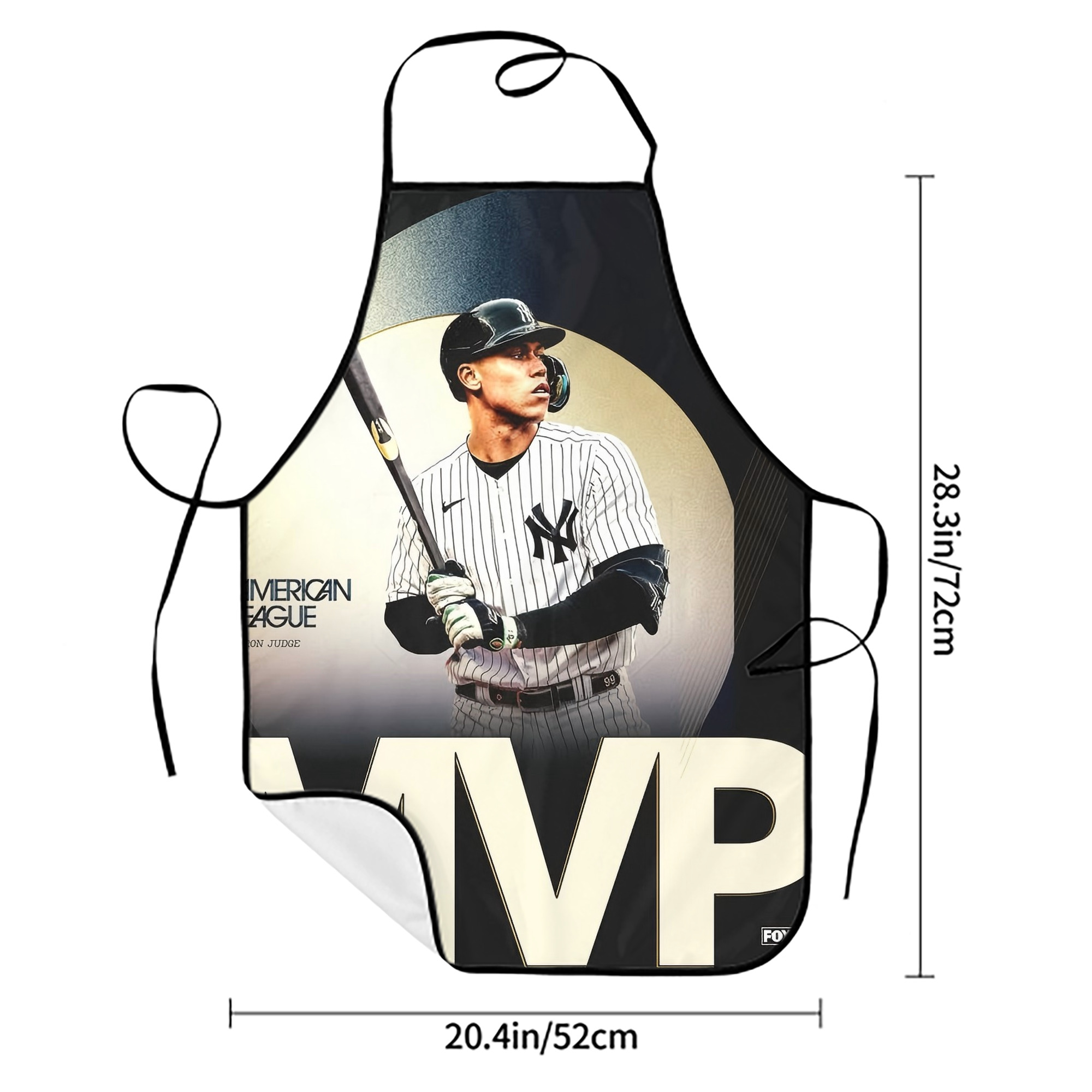 Aaron Judge MVP Stain-Resistant Polyester Apron With Pocket – Full Print, Waterproof, Anti-Wrinkle, Anti-Pilling – Ideal For Kitchen, BBQ, Restaurant, Salon & More